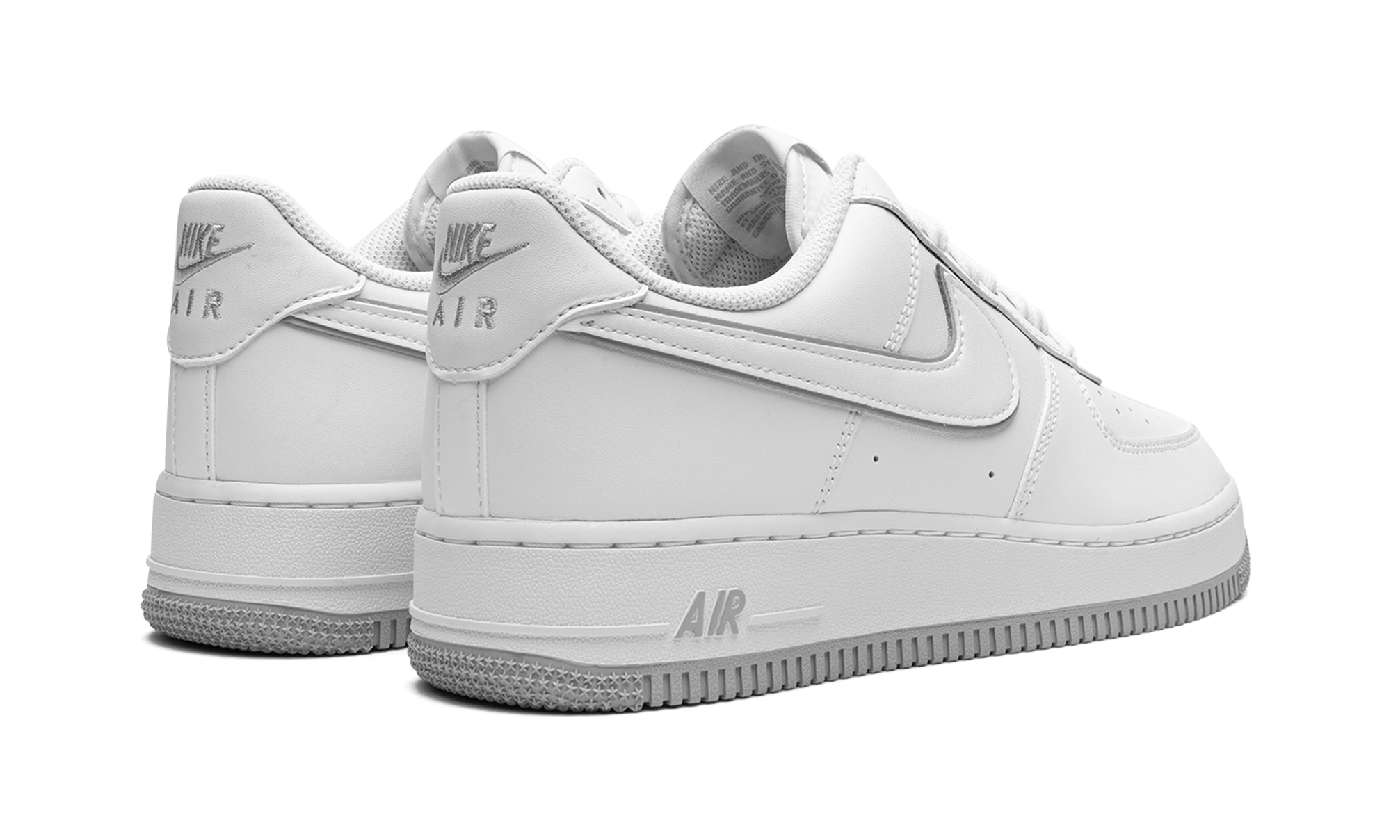nike air force 1 07 low white wolf grey sole+DV0788-100+diagnol right behind view