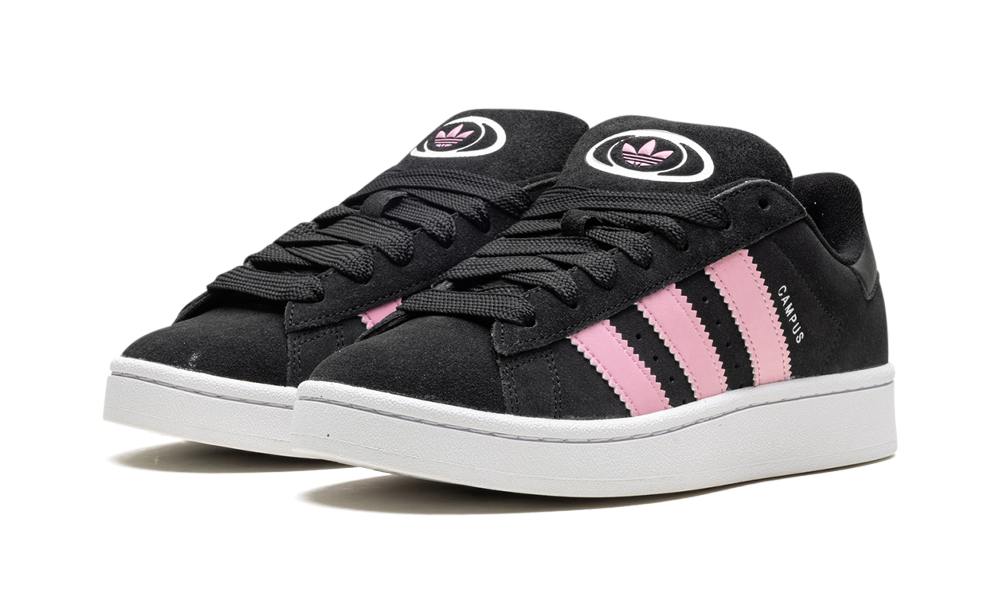 adidas campus 00s core black true pink women s+ID3171+diagnol left view