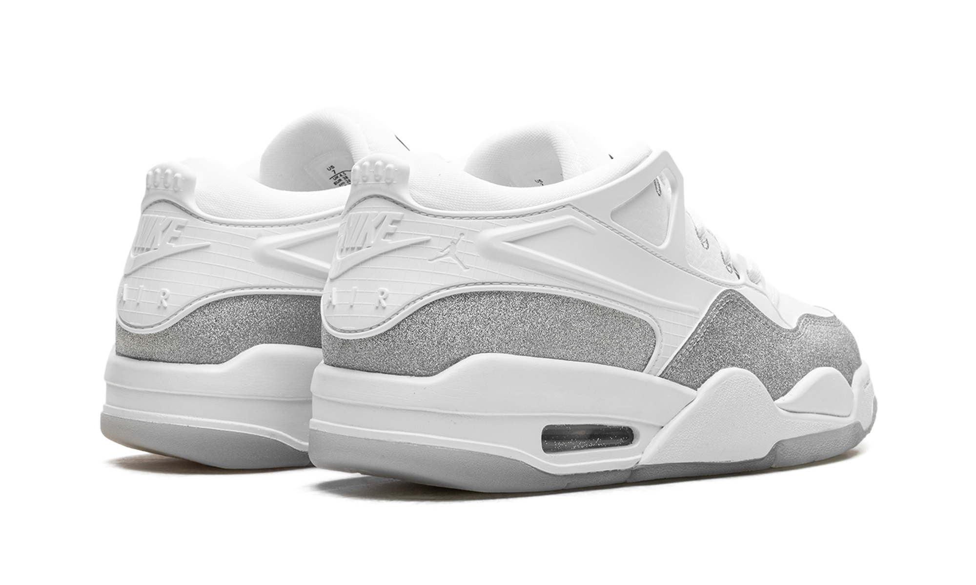 jordan 4 rm white metallic silver women s+HQ3441-111+diagnol right behind view