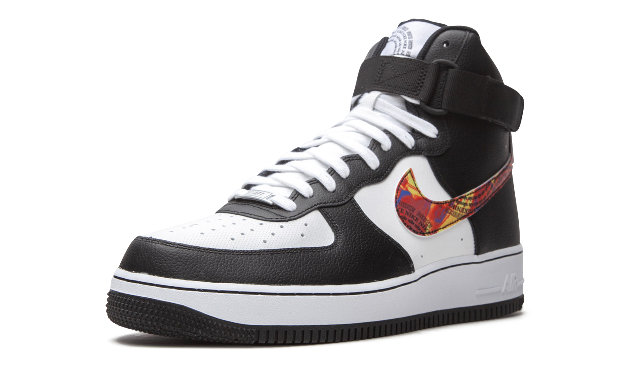 nike air force 1 high vintage mosaic swoosh+CU4736-100+left diagnol single view