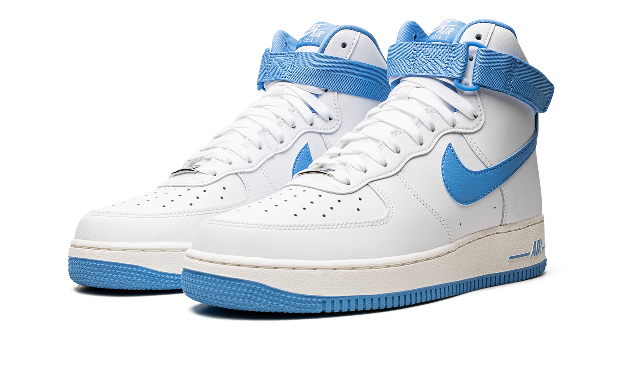 nike air force 1 high og qs university blue women s+DX3805-100+diagnol left view
