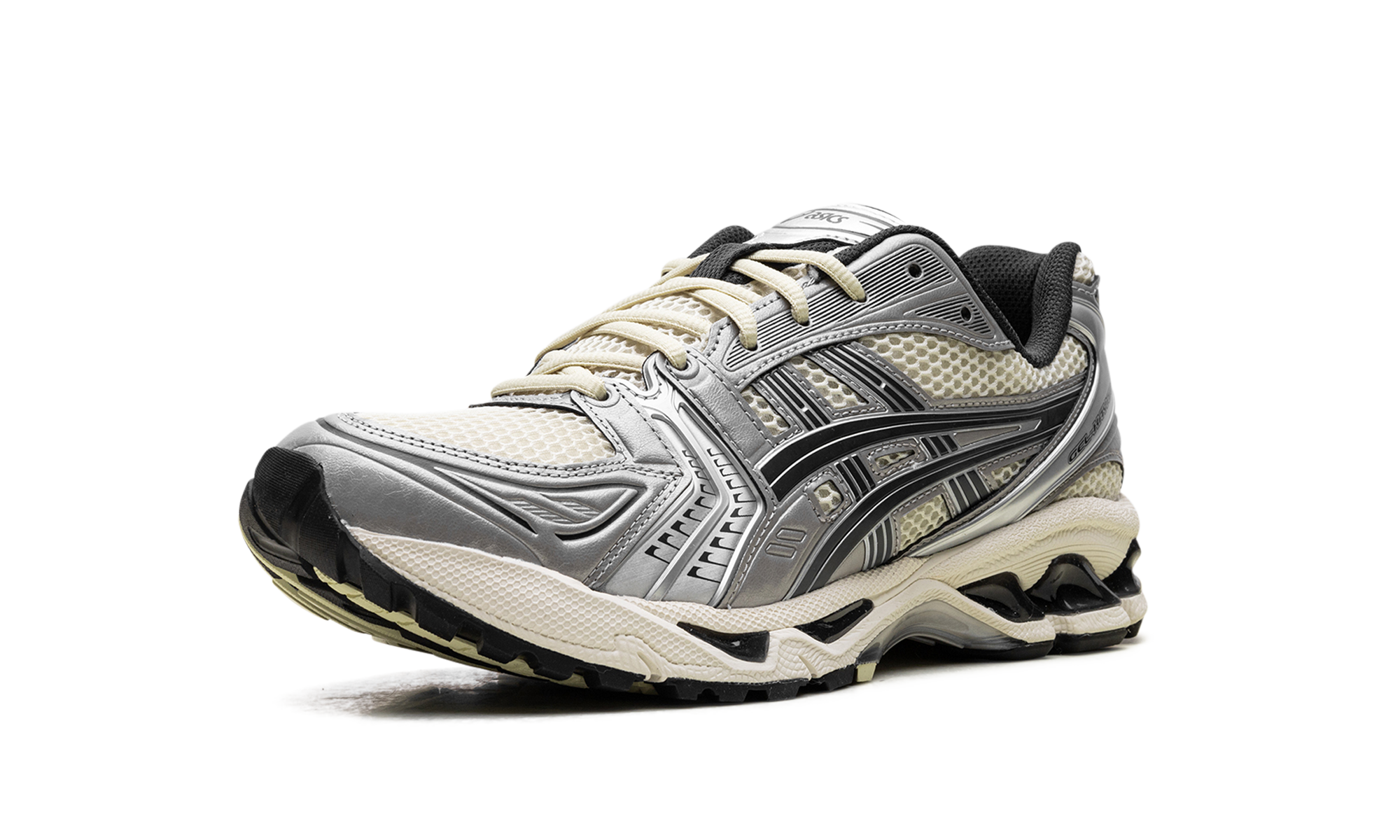 asics gel kayano 14 oyster white steeple grey+1203A537-250+left diagnol single view