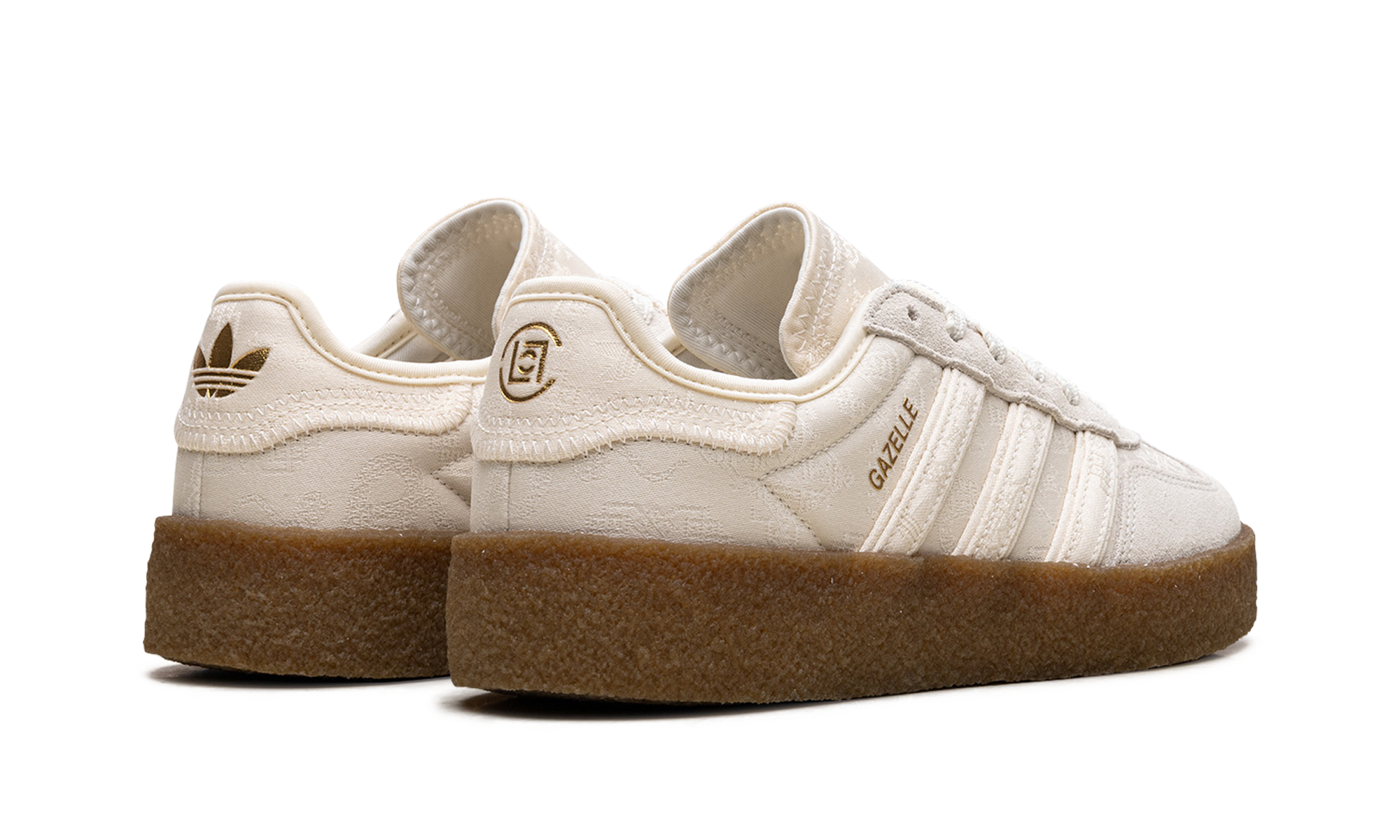 adidas gazelle crepe clot by edison chen crew white+JR5410+diagnol right behind view