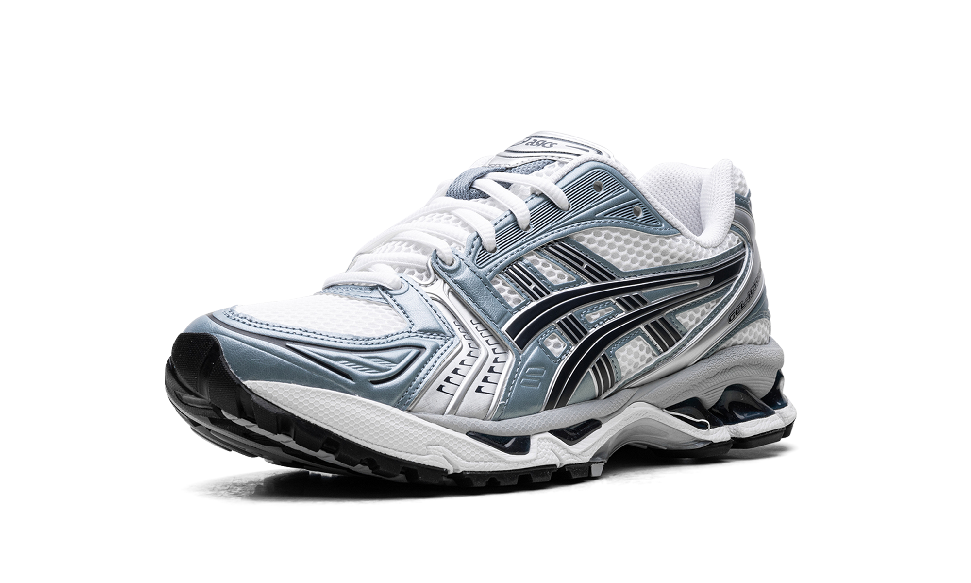 asics gel kayano 14 white fjord grey+1203A537-106+left diagnol single view