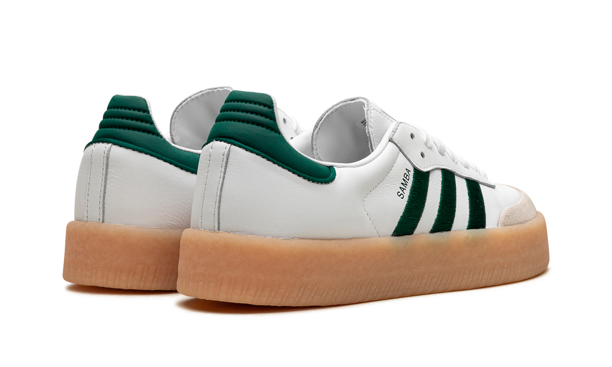 adidas sambae white collegiate green gum women s+ID0440+diagnol right behind view
