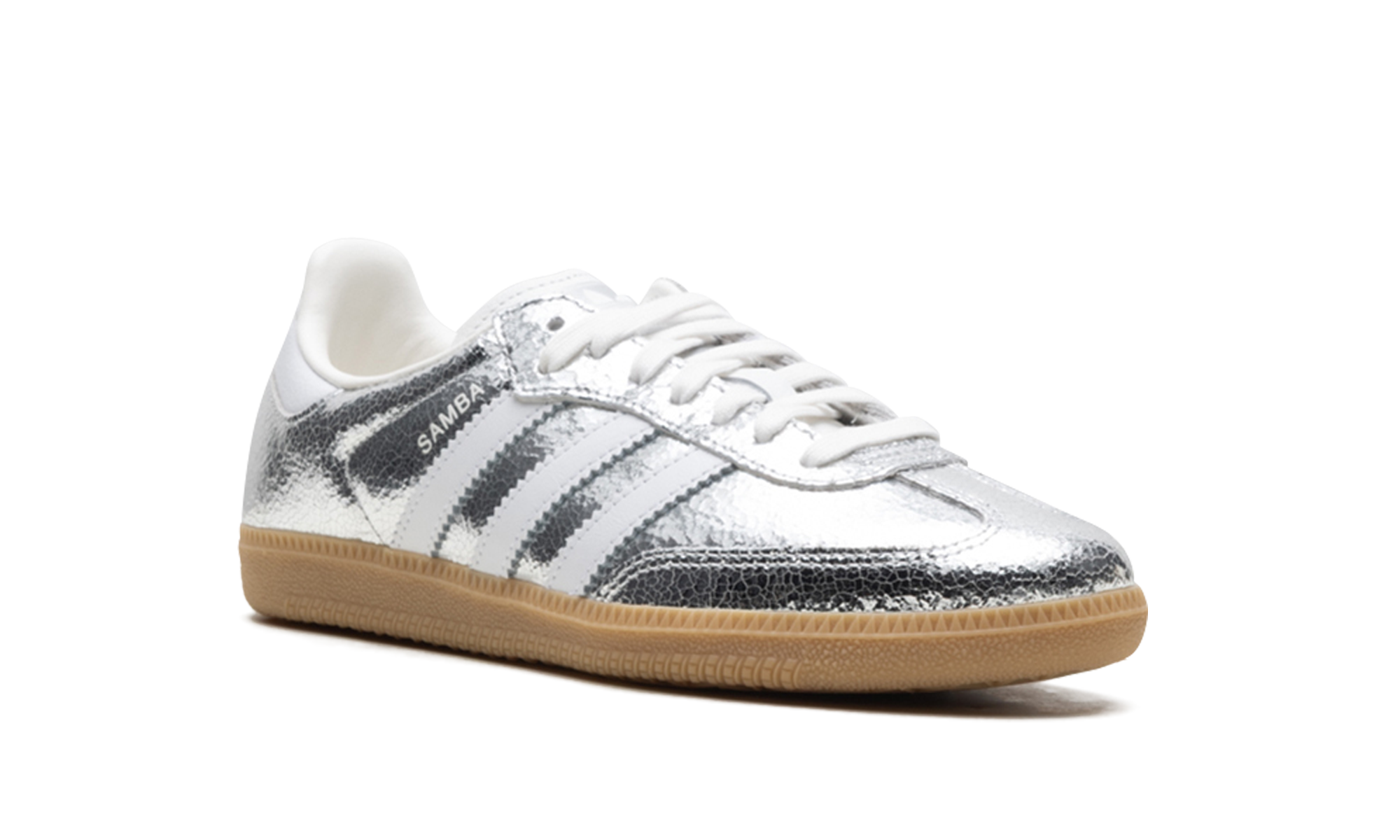 adidas samba og silver metallic cracked leather women s+JR0035+diagnol right view