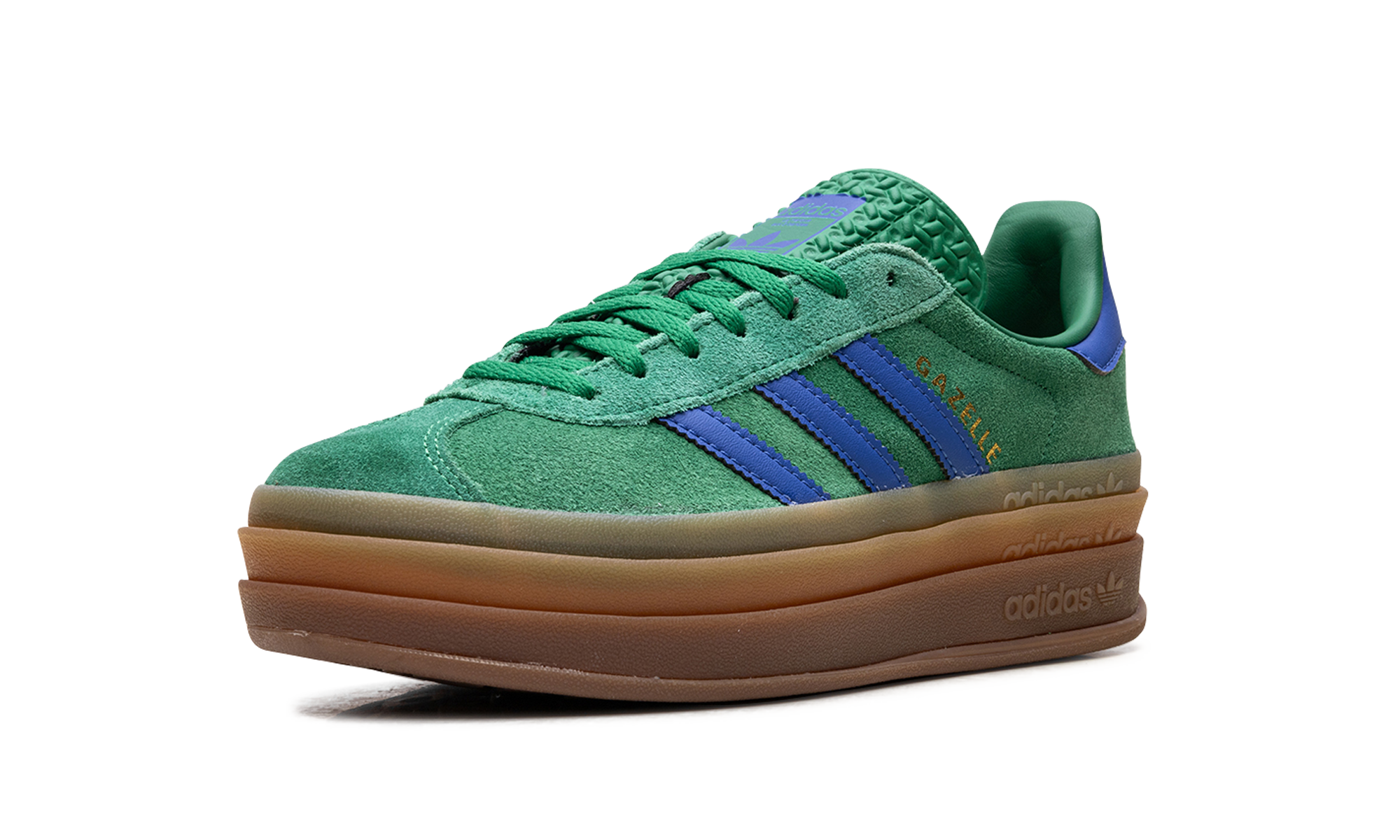 adidas gazelle bold green blue gum women s+IE1370+left diagnol single view