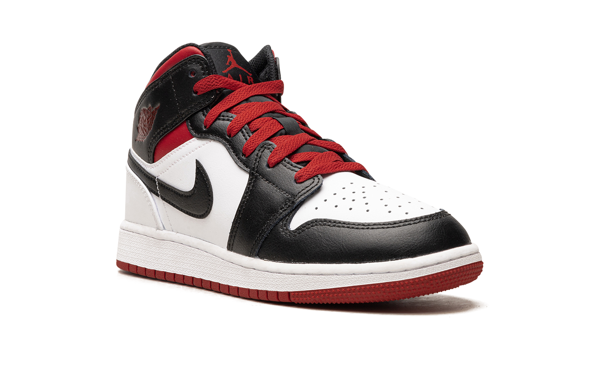jordan 1 mid gym red black toe gs+DQ8423-106+diagnol right view