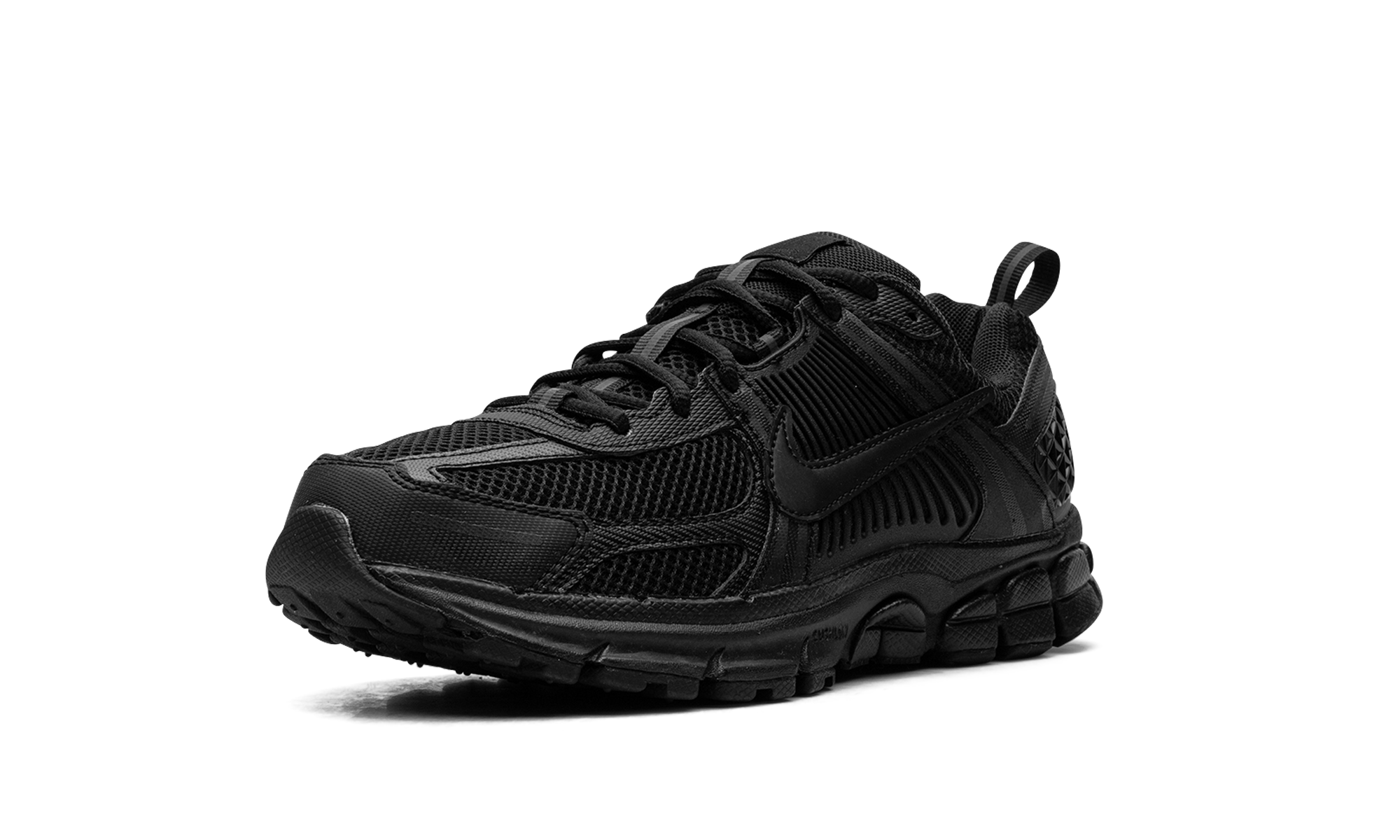 nike zoom vomero 5 triple black gs+HF6998-001+left diagnol single view