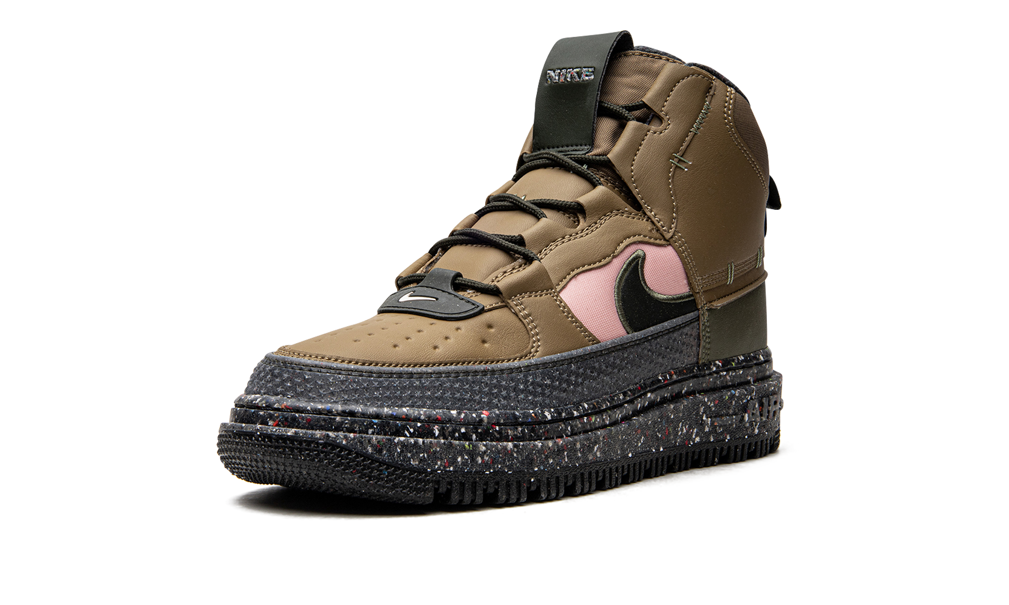 nike air force 1 high boot nn brown kelp+DD0747-300+left diagnol single view