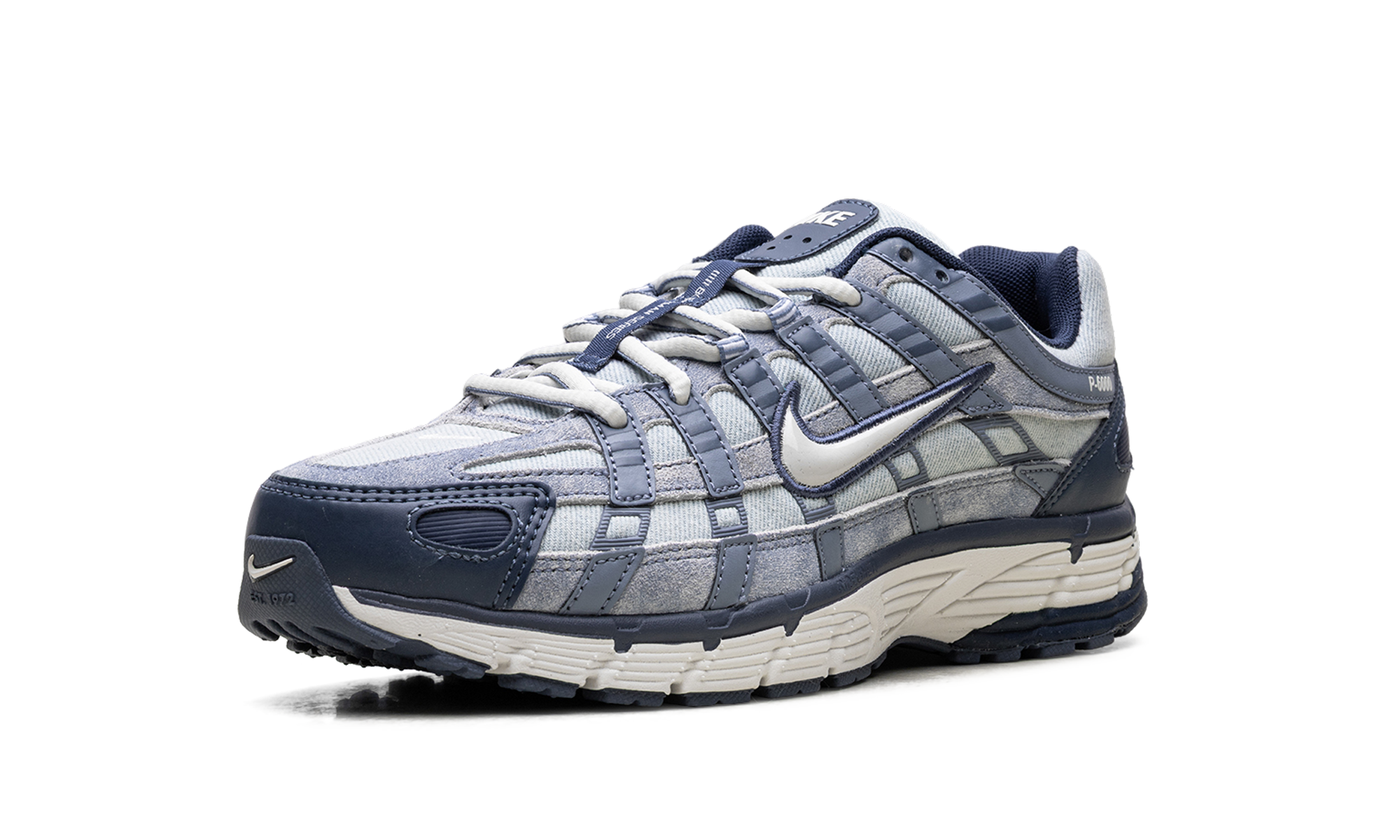 nike p 6000 se worn blue denim+IH3646-499+left diagnol single view