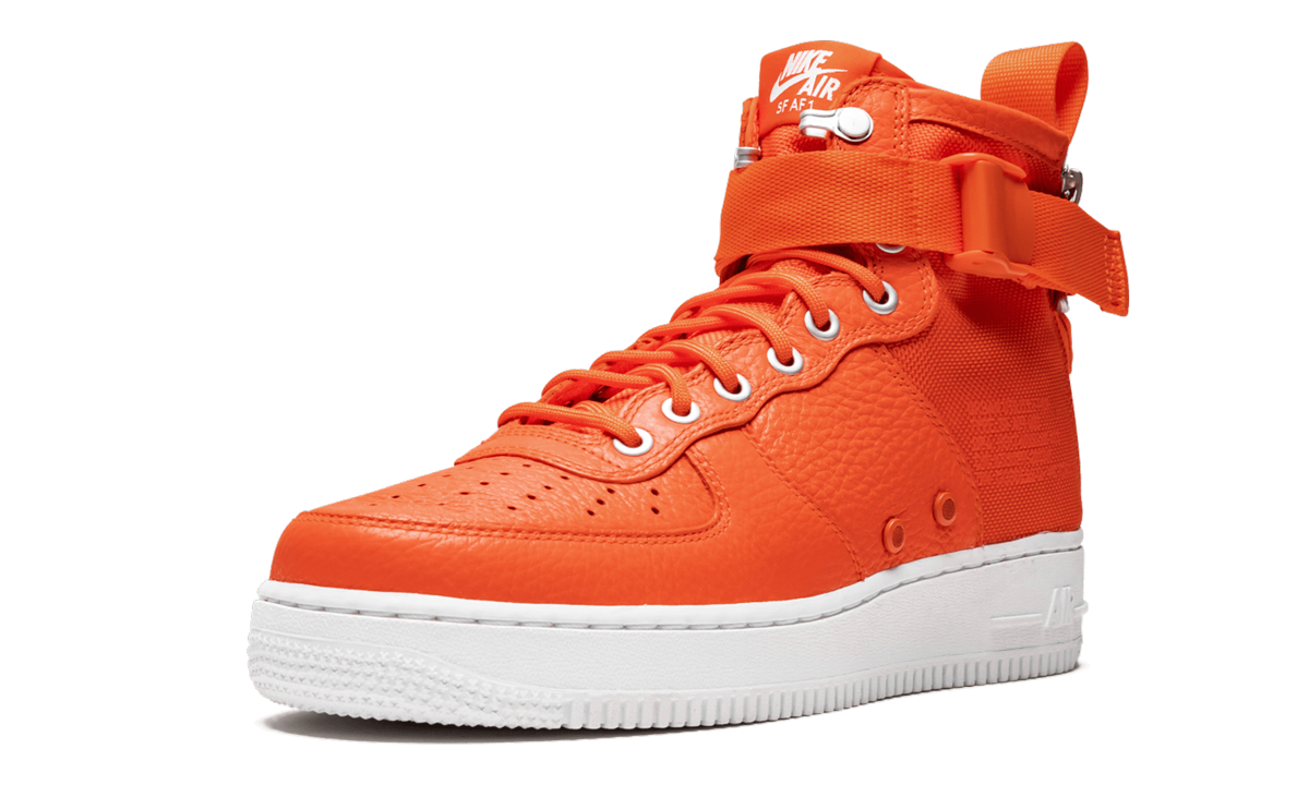 nike sf air force 1 mid team orange+917753-800+left diagnol single view