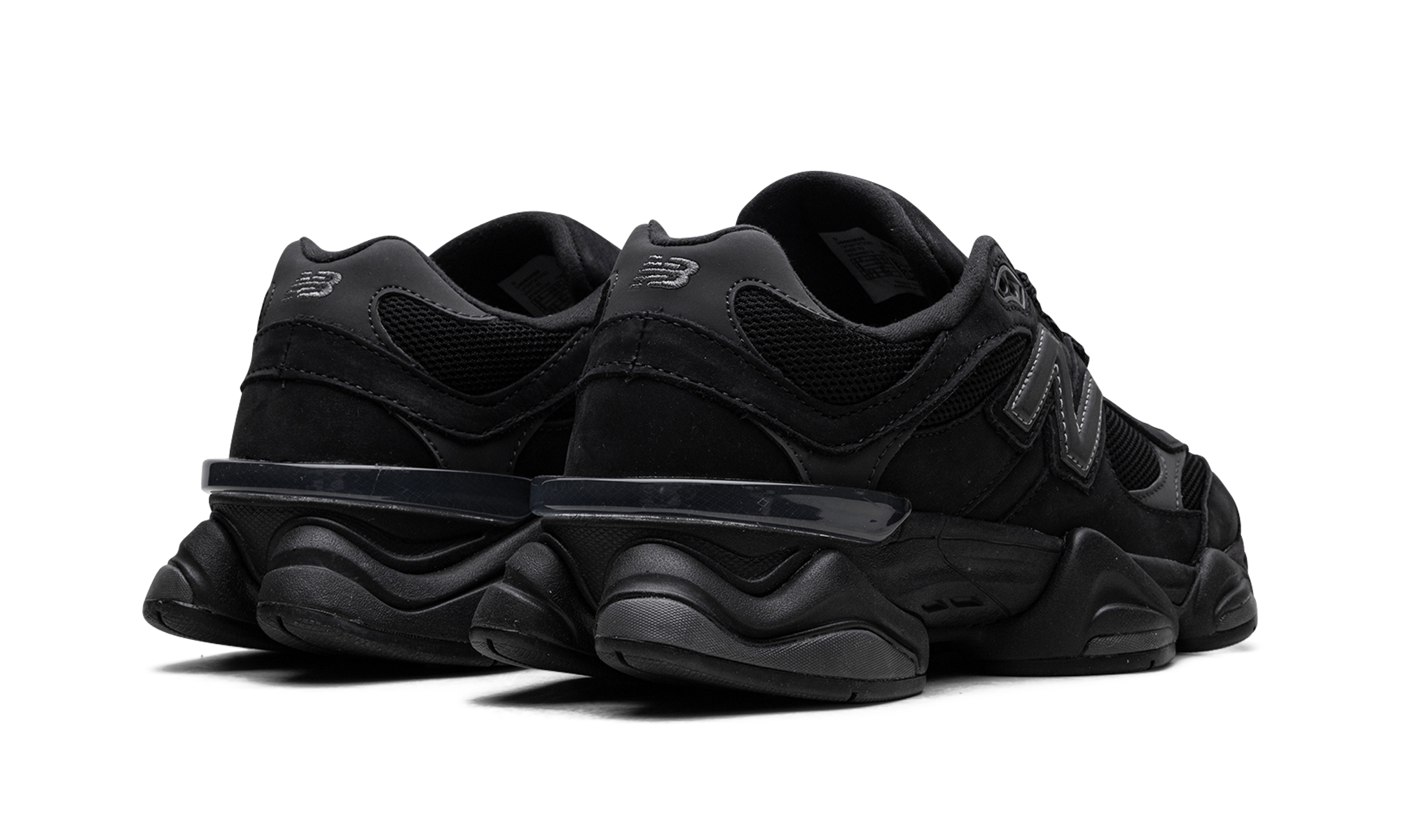 new balance 9060 black cement+U9060ZGE+diagnol right behind view