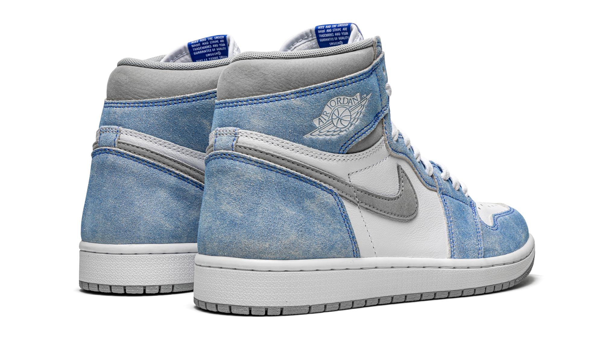 jordan 1 retro high hyper royal smoke grey+555088-402+diagnol right behind view