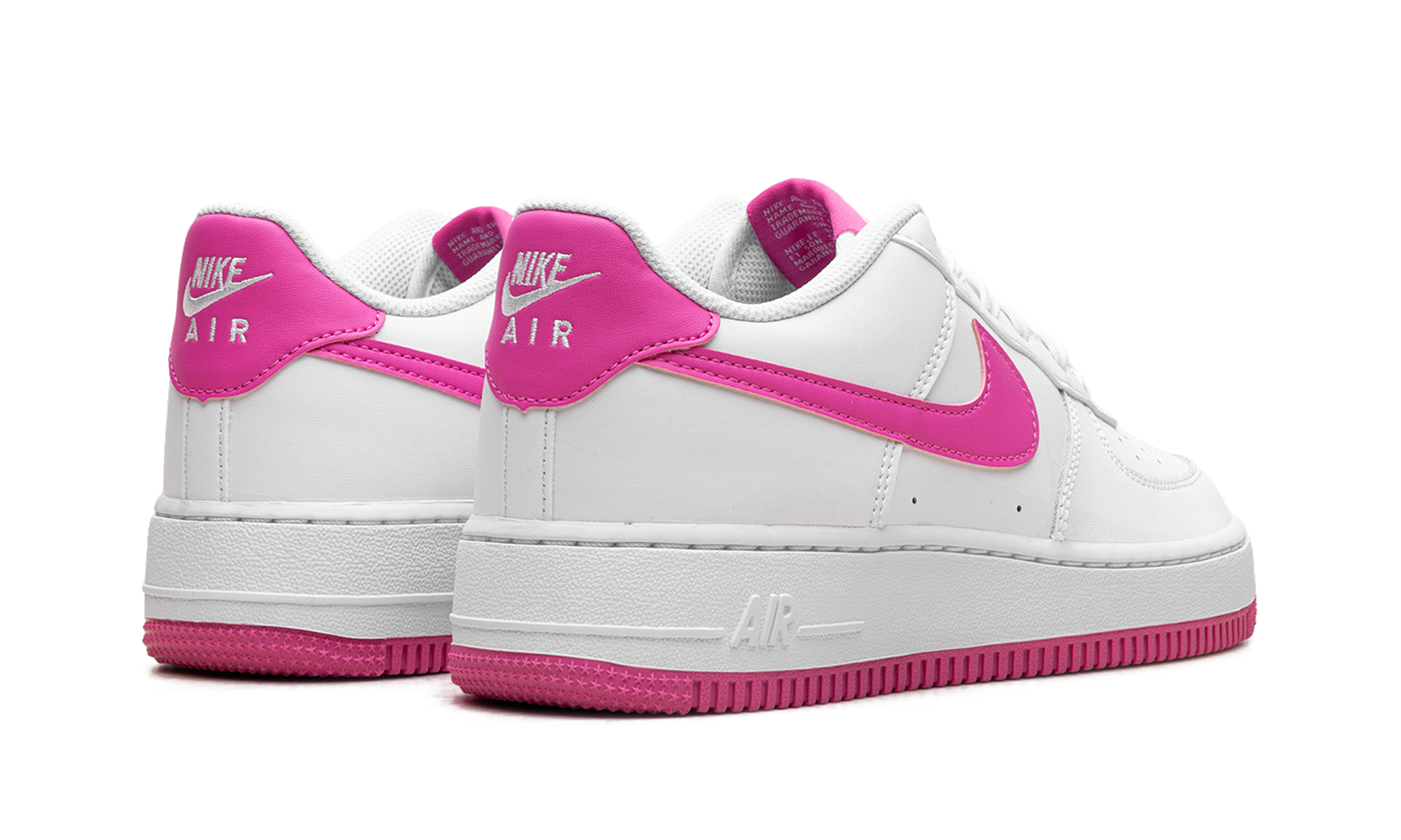 nike air force 1 low laser fuchsia gs+FV5948-102+diagnol right behind view