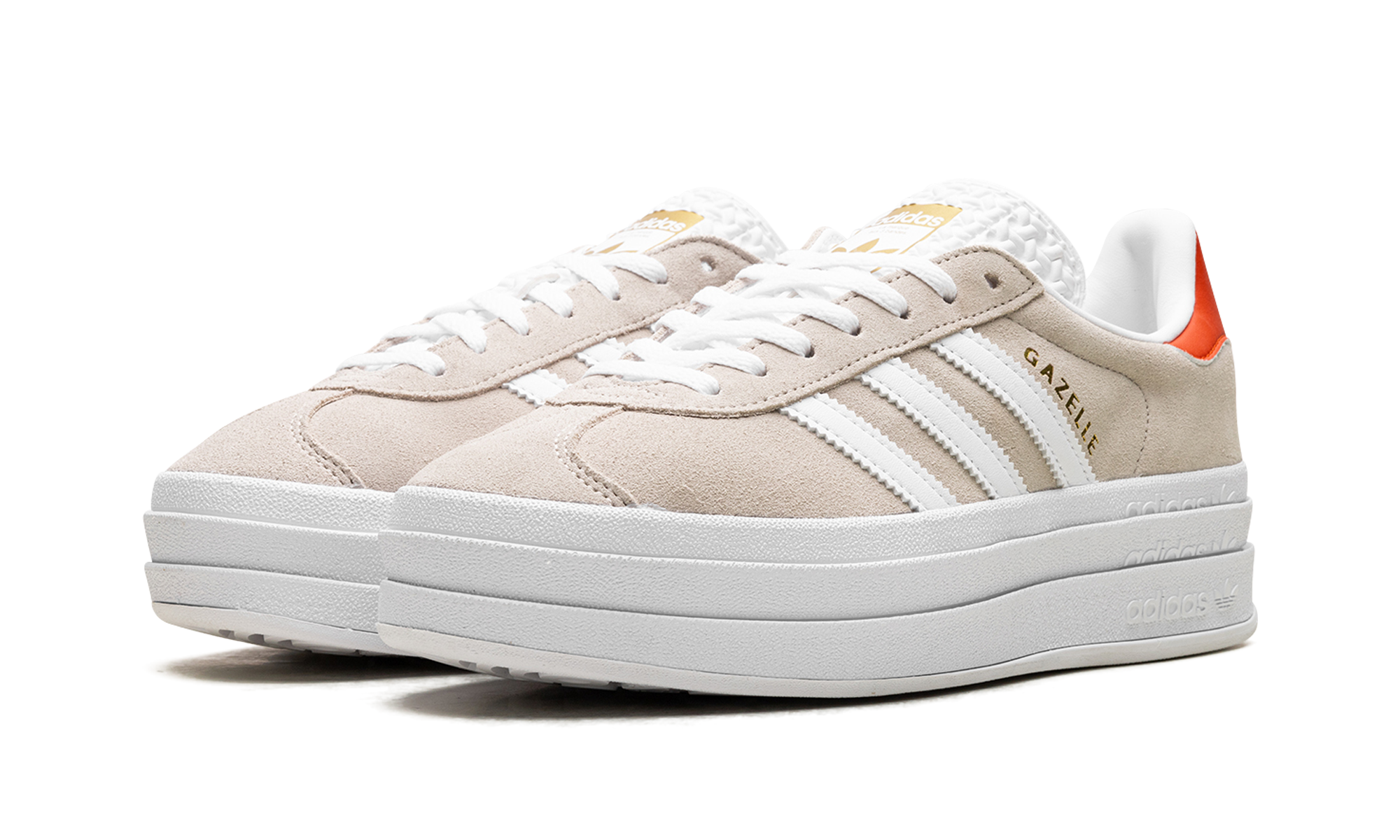 adidas gazelle bold wonder beige collegiate orange womens+IG8671+diagnol left view