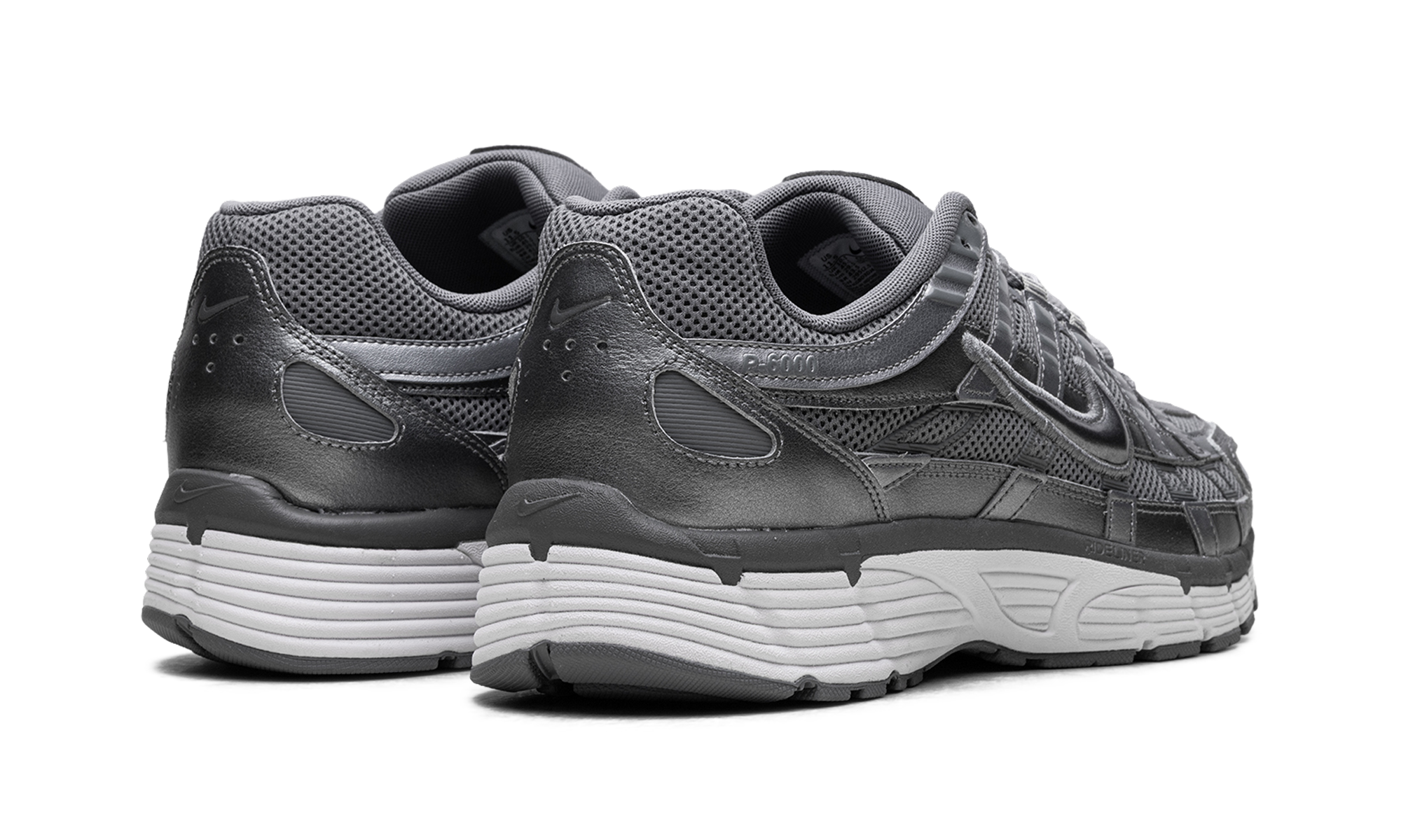 nike p 6000 metallic cool grey+CD6404-023+diagnol right behind view