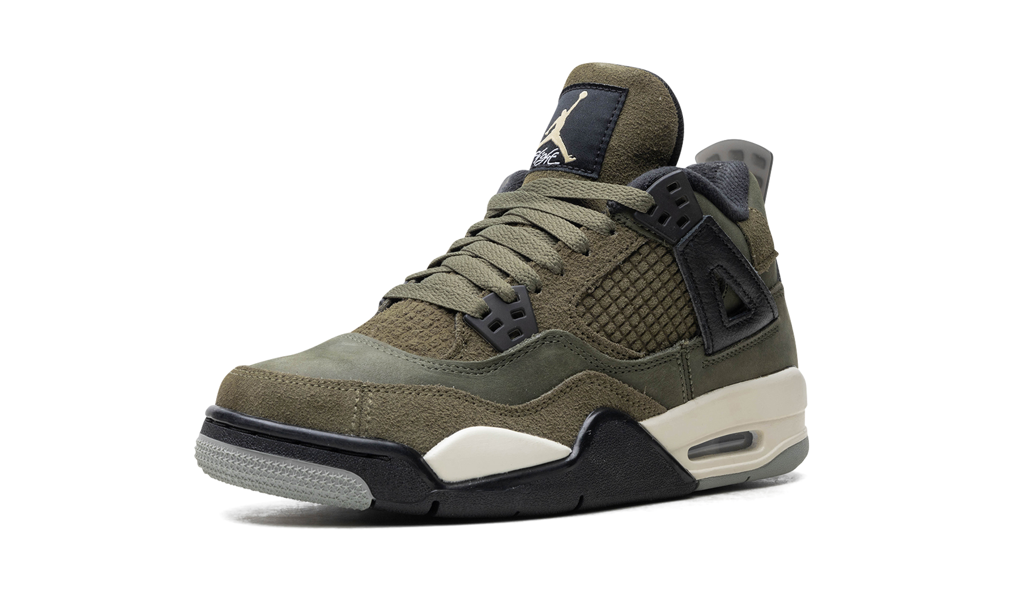 jordan 4 retro se craft medium olive gs+FB9928-200+left diagnol single view