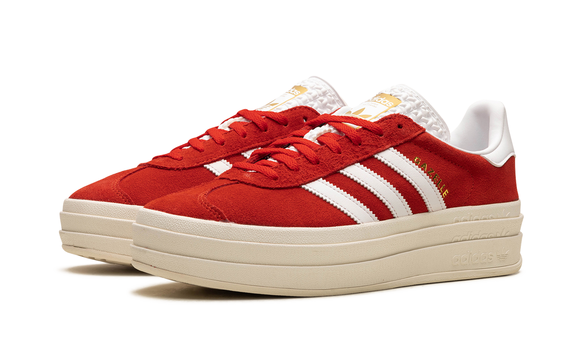 adidas gazelle bold red cloud white women s+ID6990+diagnol left view