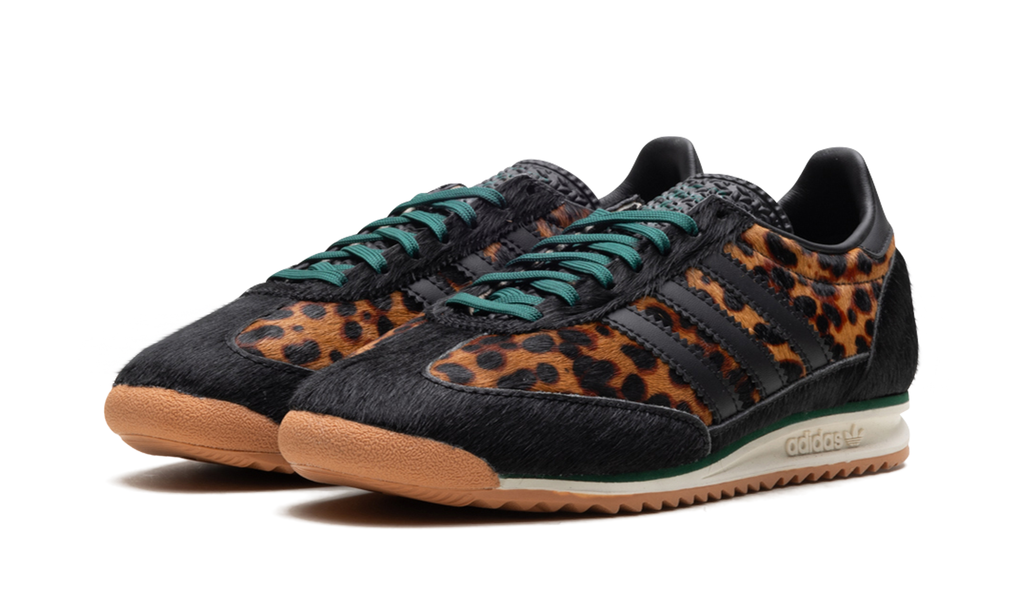 adidas sl 72 og leopard print collegiate green+JI0187+diagnol left view