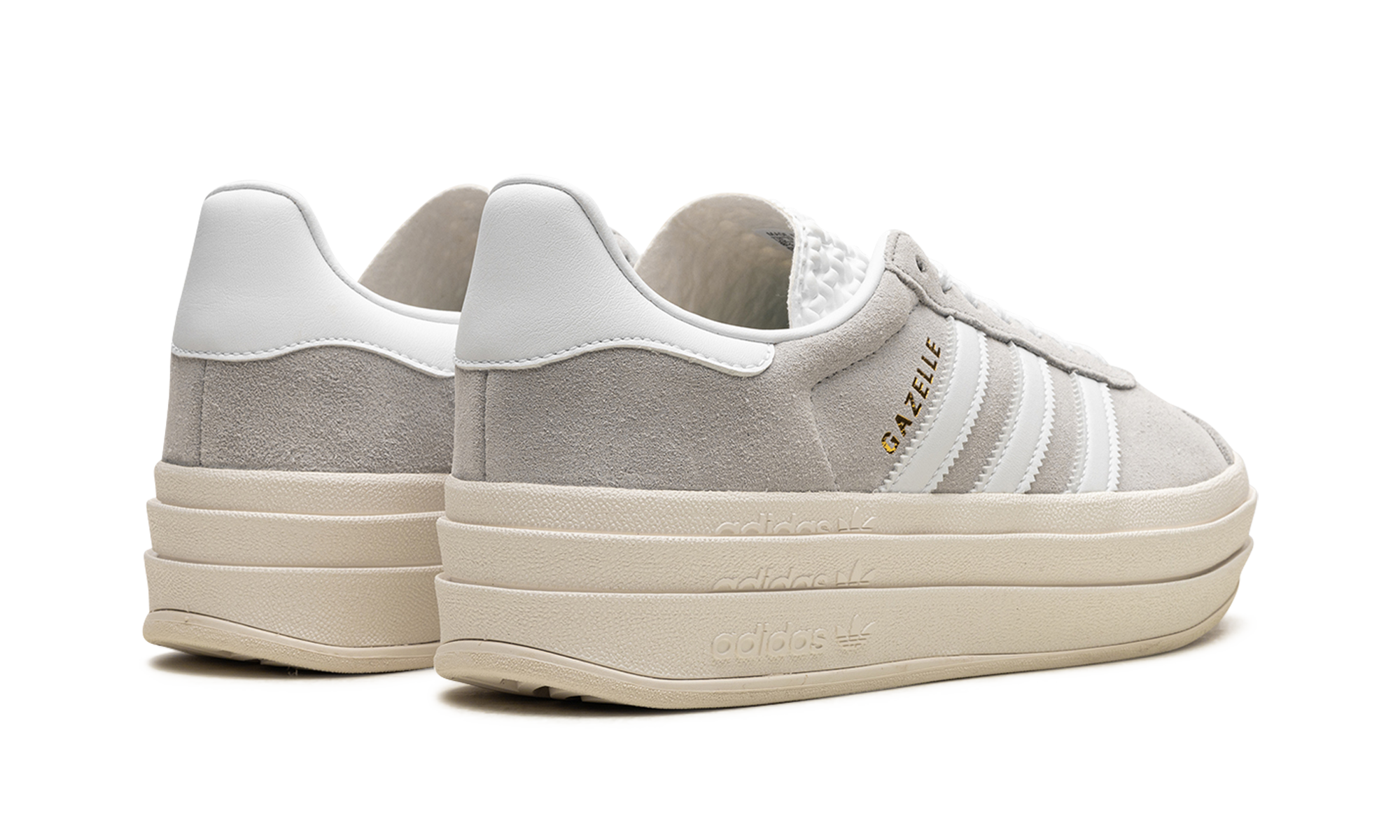 adidas gazelle bold grey white women s+HQ6893+diagnol right behind view