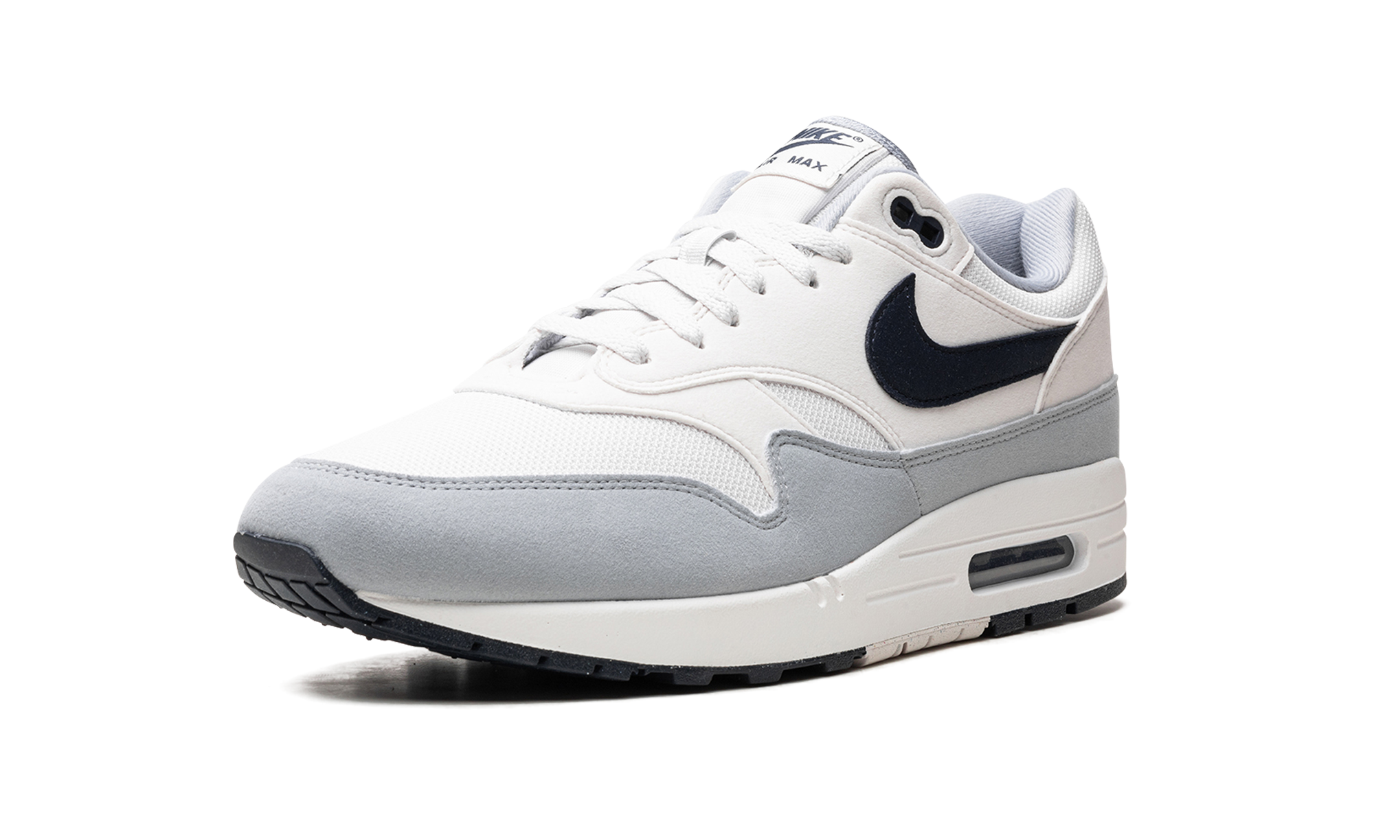 nike air max 1 platinum tint dark obsidian+FD9082-002+left diagnol single view