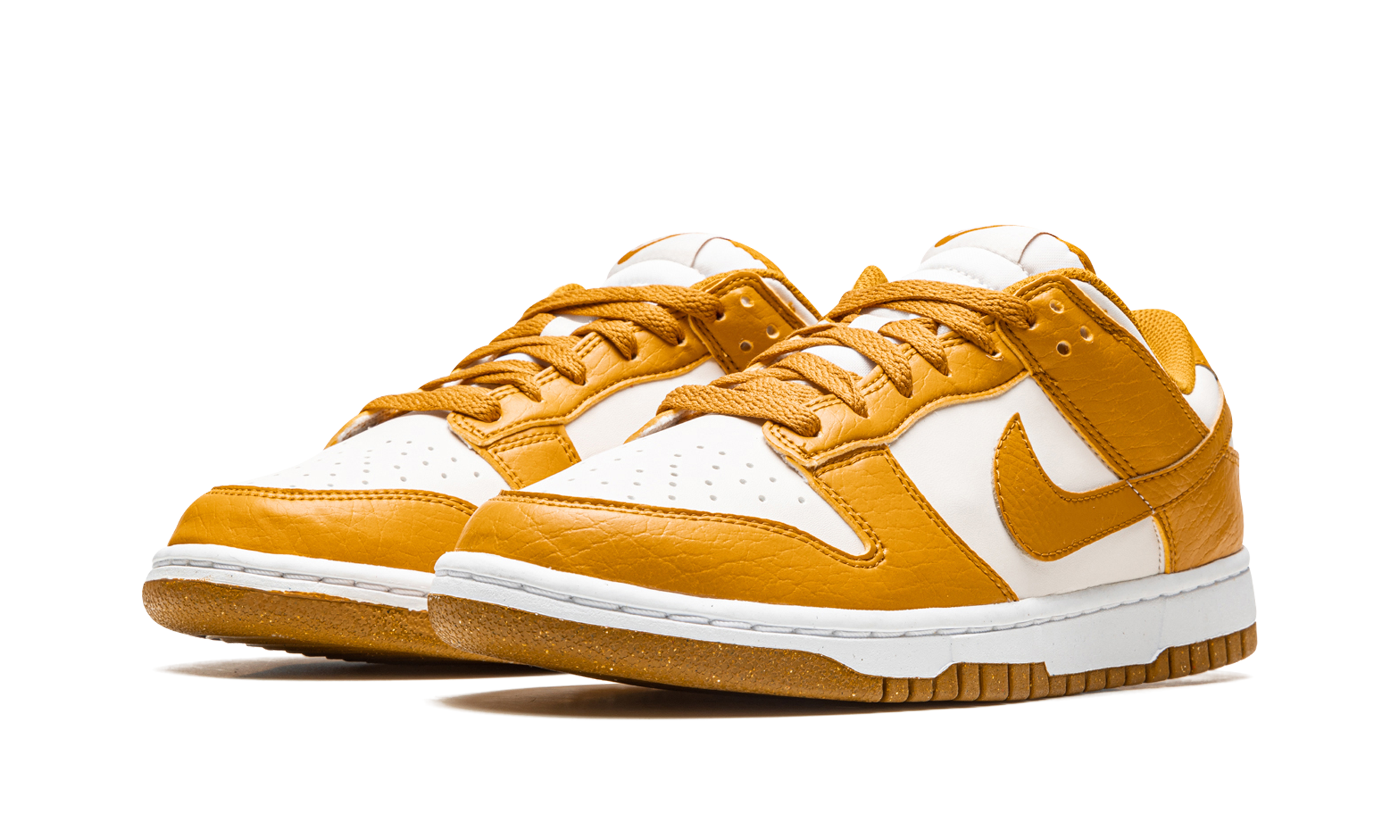 nike dunk low next nature phantom gold suede women s+DN1431-001+diagnol left view
