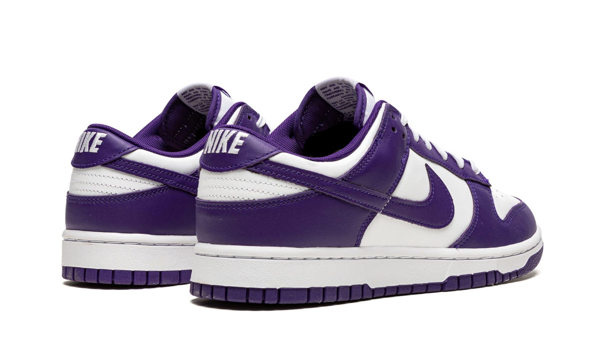 nike dunk low championship court purple+DD1391-104+diagnol right behind view