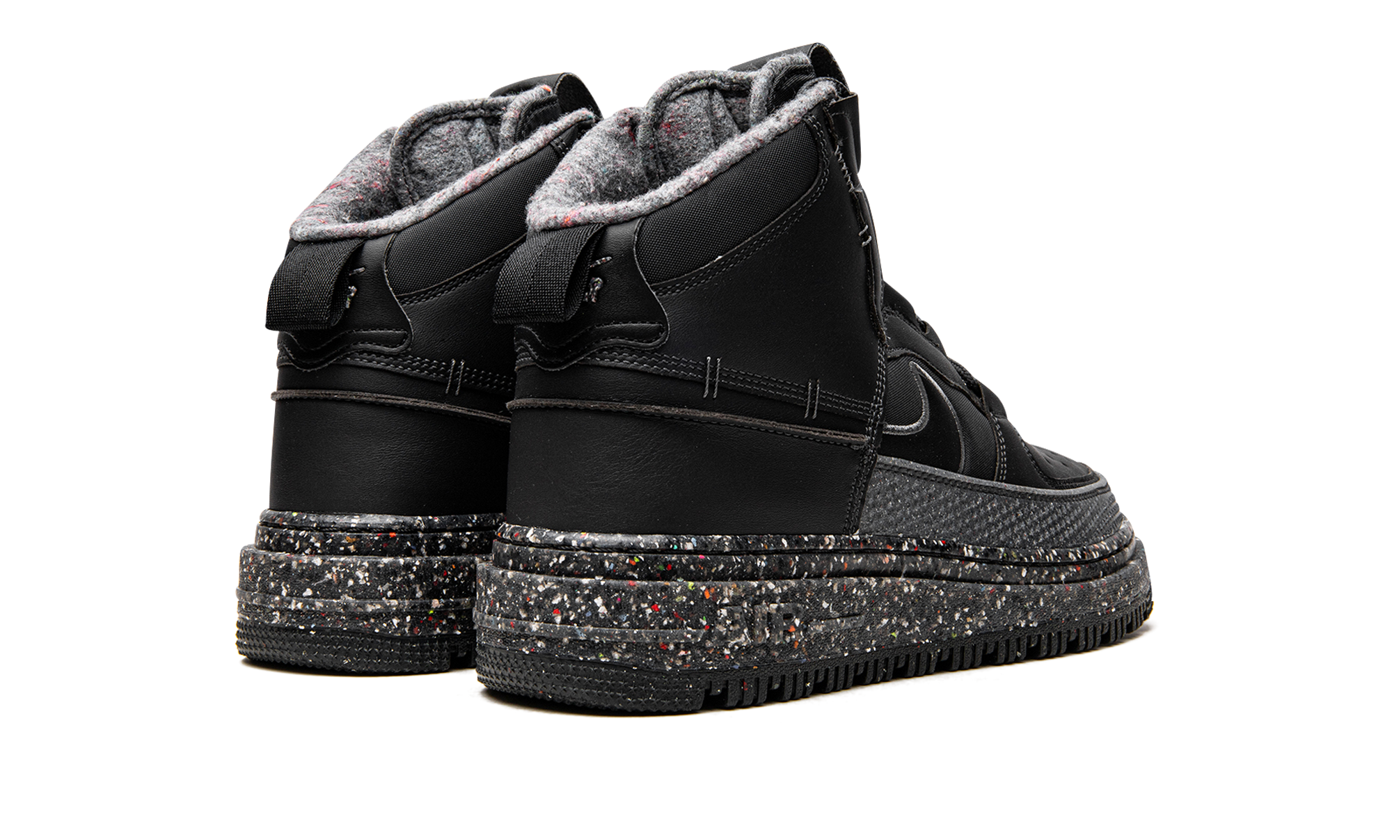 nike air force 1 high boot nn dark smoke grey+DD0747-001+diagnol right behind view