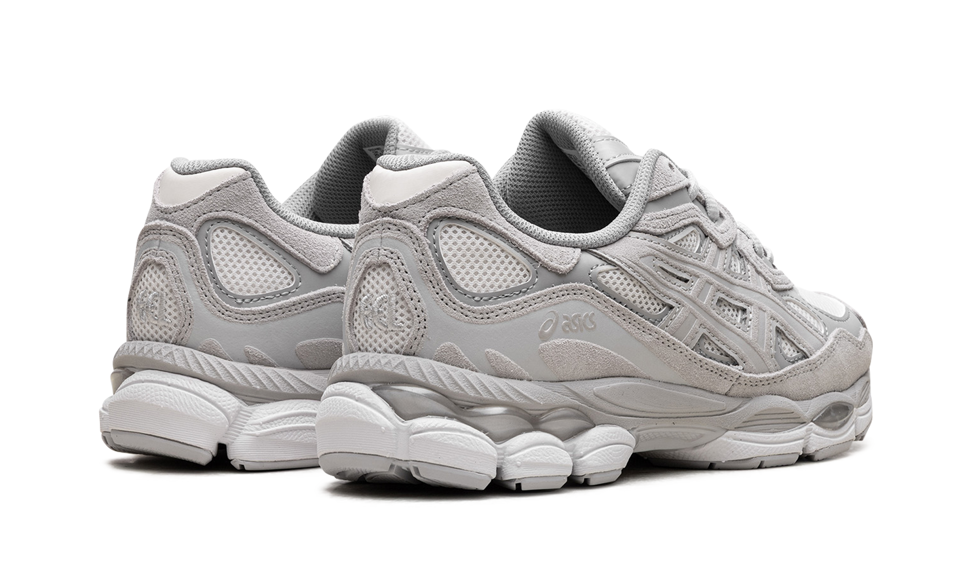 asics gel nyc cream cloud grey+1203A663-101+diagnol right behind view