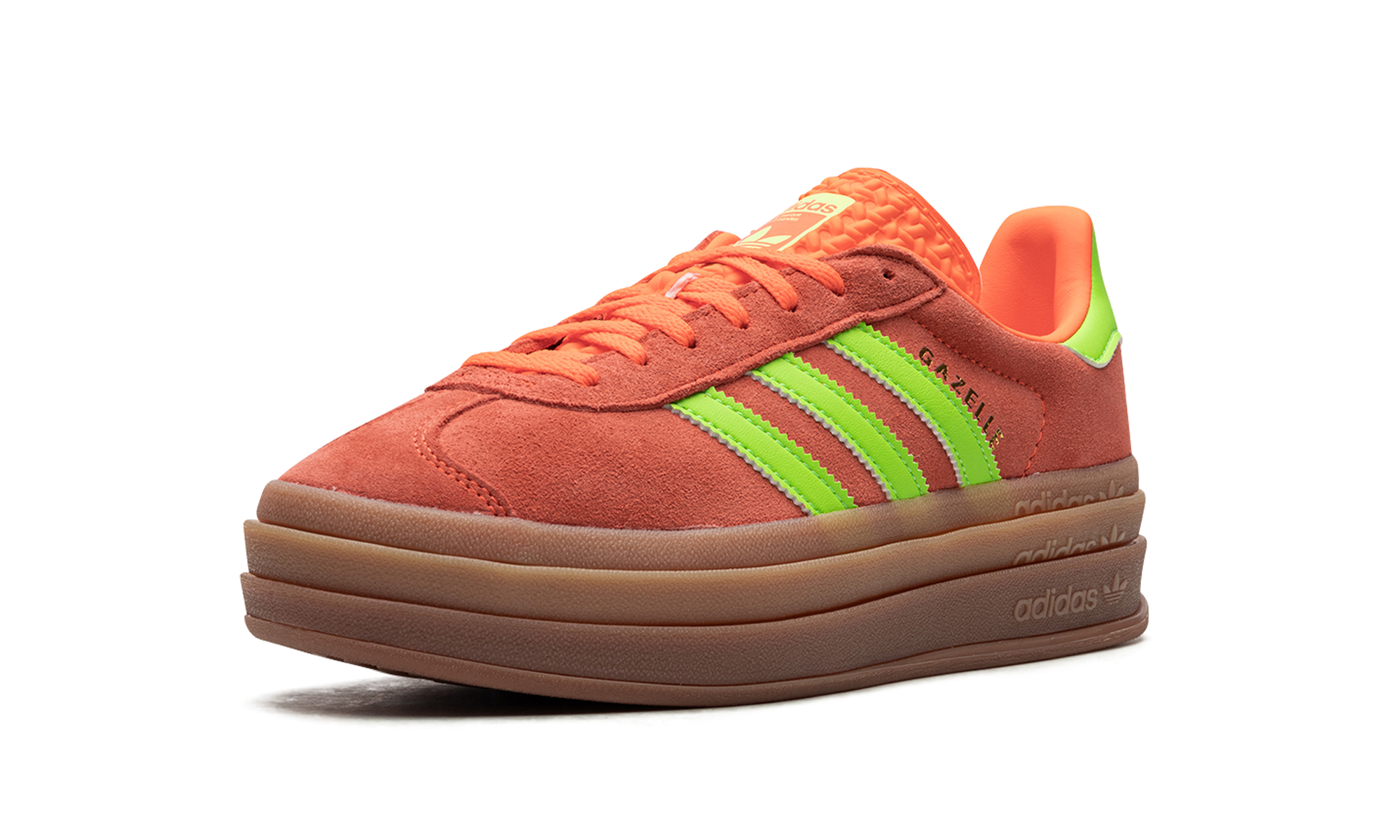 adidas gazelle bold solar orange solar green women s+H06126+left diagnol single view