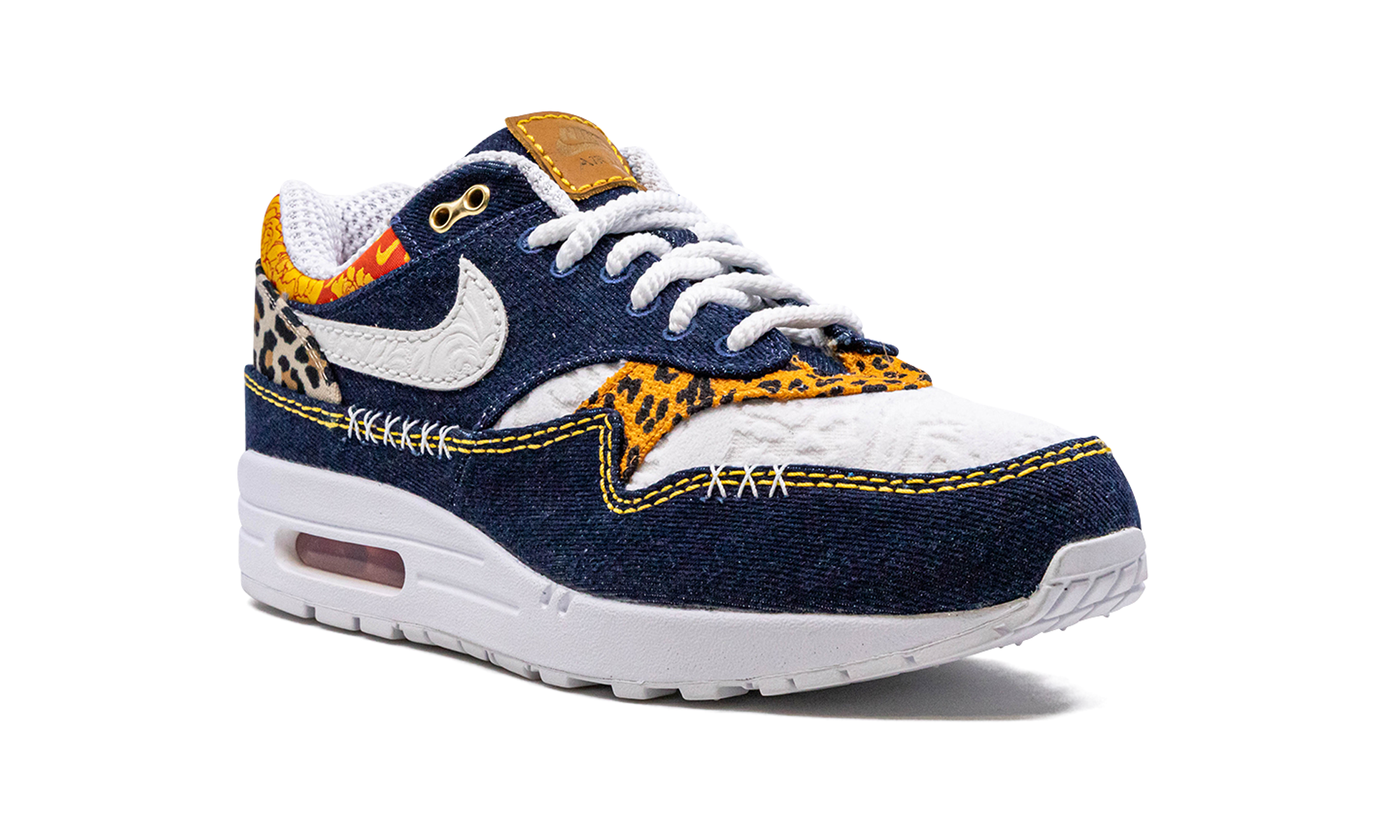 nike air max 1 premium denim leopard+FJ4452-432+diagnol right view