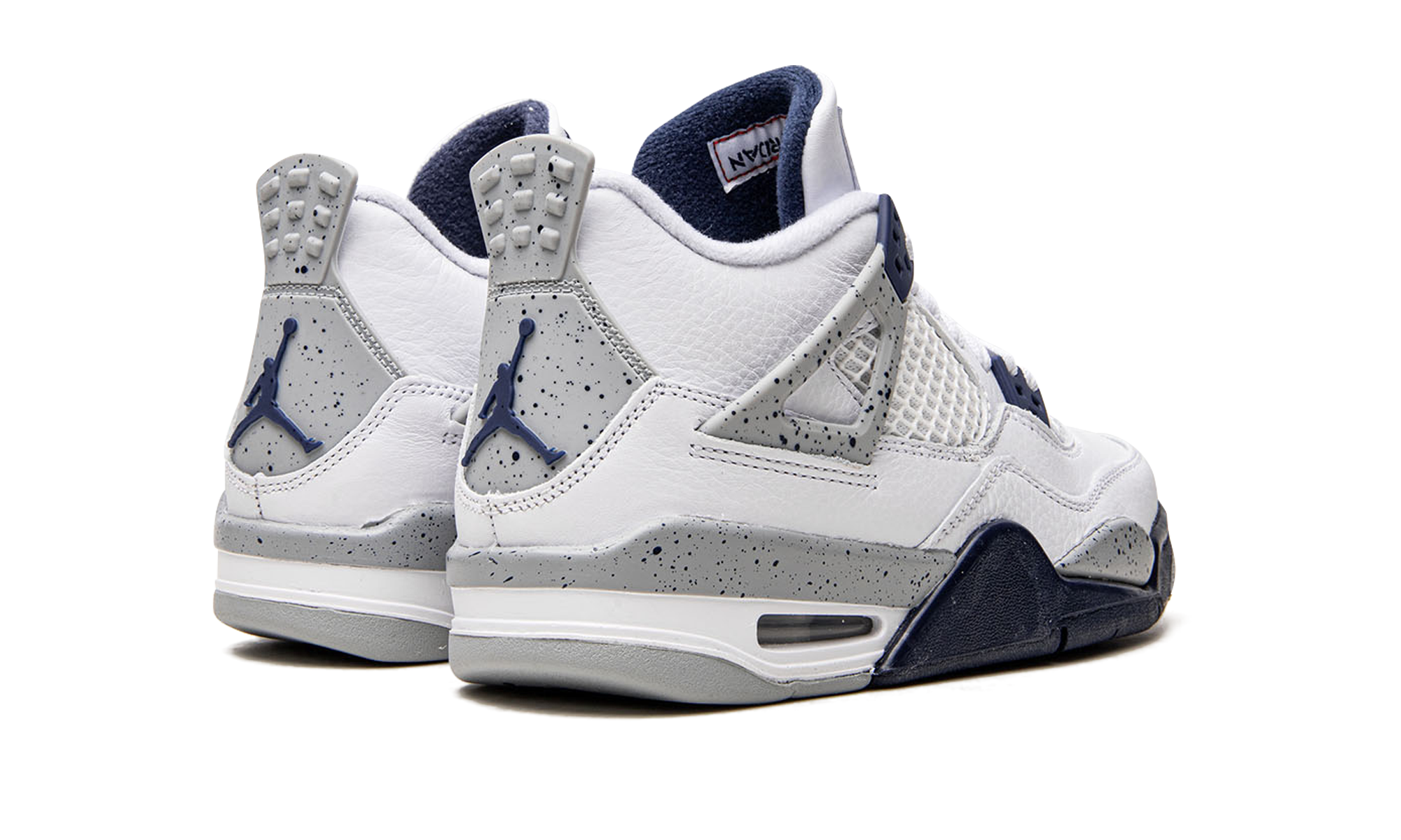 jordan 4 retro midnight navy gs+408452-140+diagnol right behind view