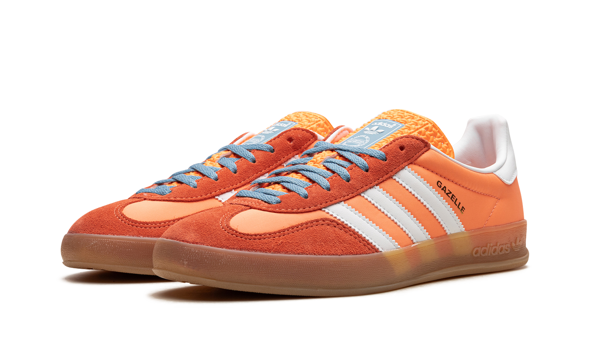 adidas gazelle indoor beam orange+HQ9016+diagnol left view