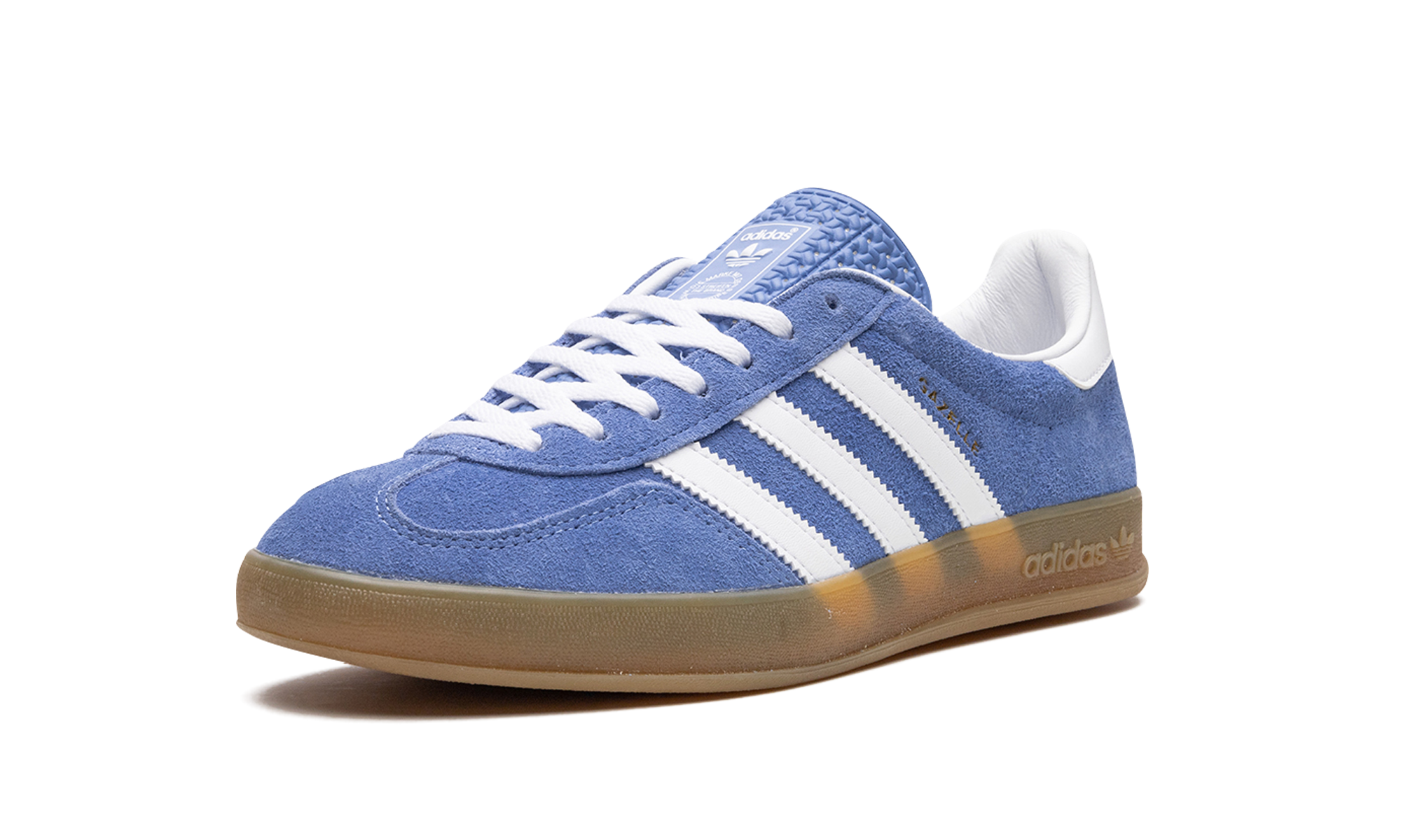 adidas gazelle indoor blue fusion gum women s+HQ8717+left diagnol single view