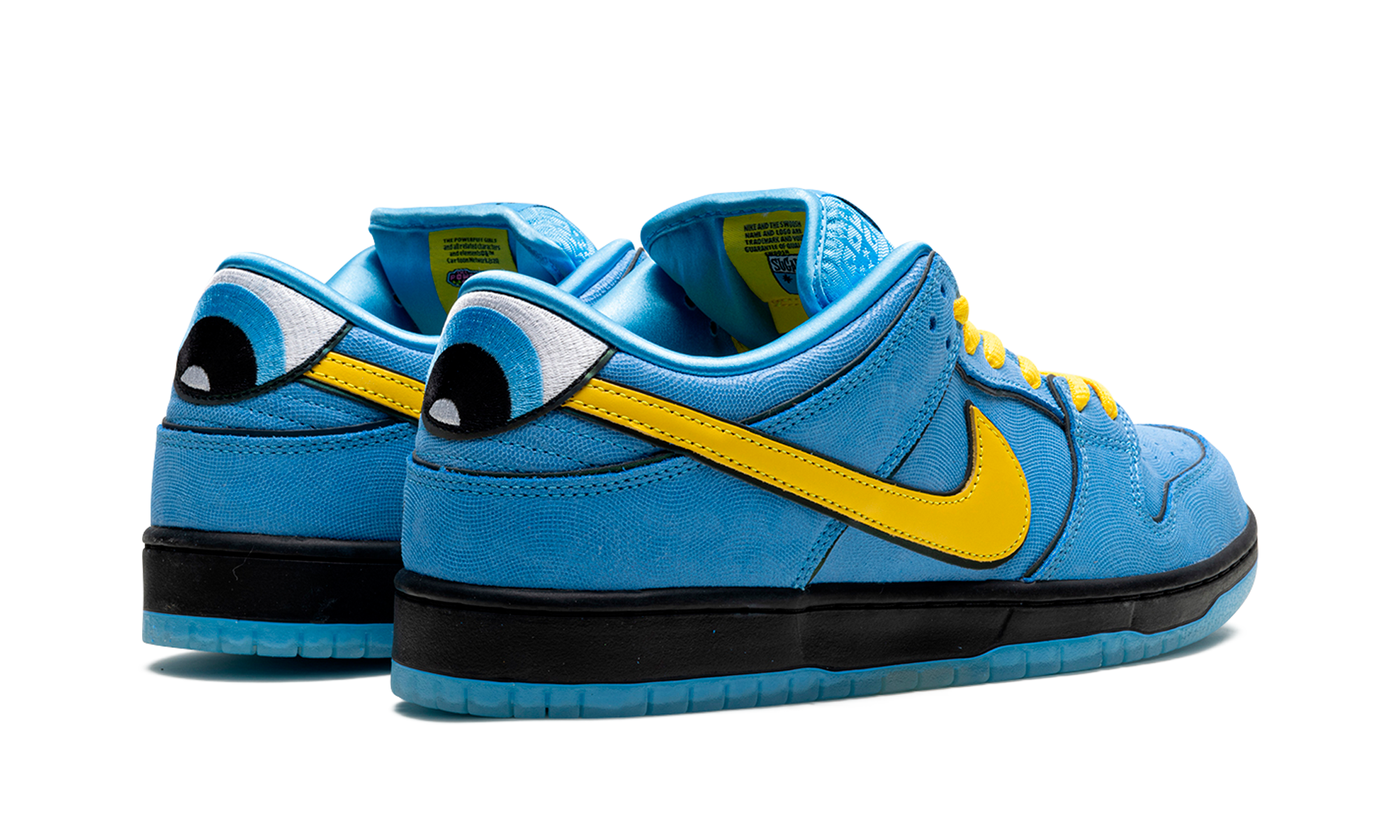nike sb dunk low the powerpuff girls bubbles+FZ8320-400+diagnol right behind view