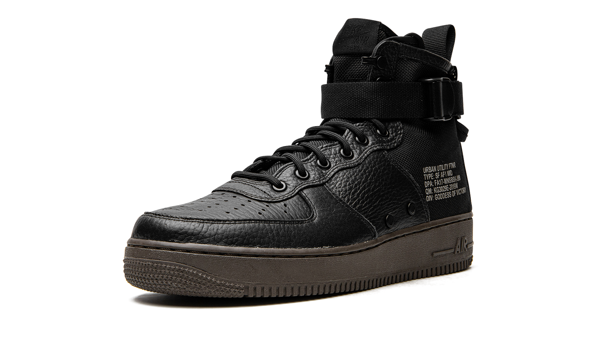 nike sf air force 1 mid black dark hazel+917753-002+bottom view