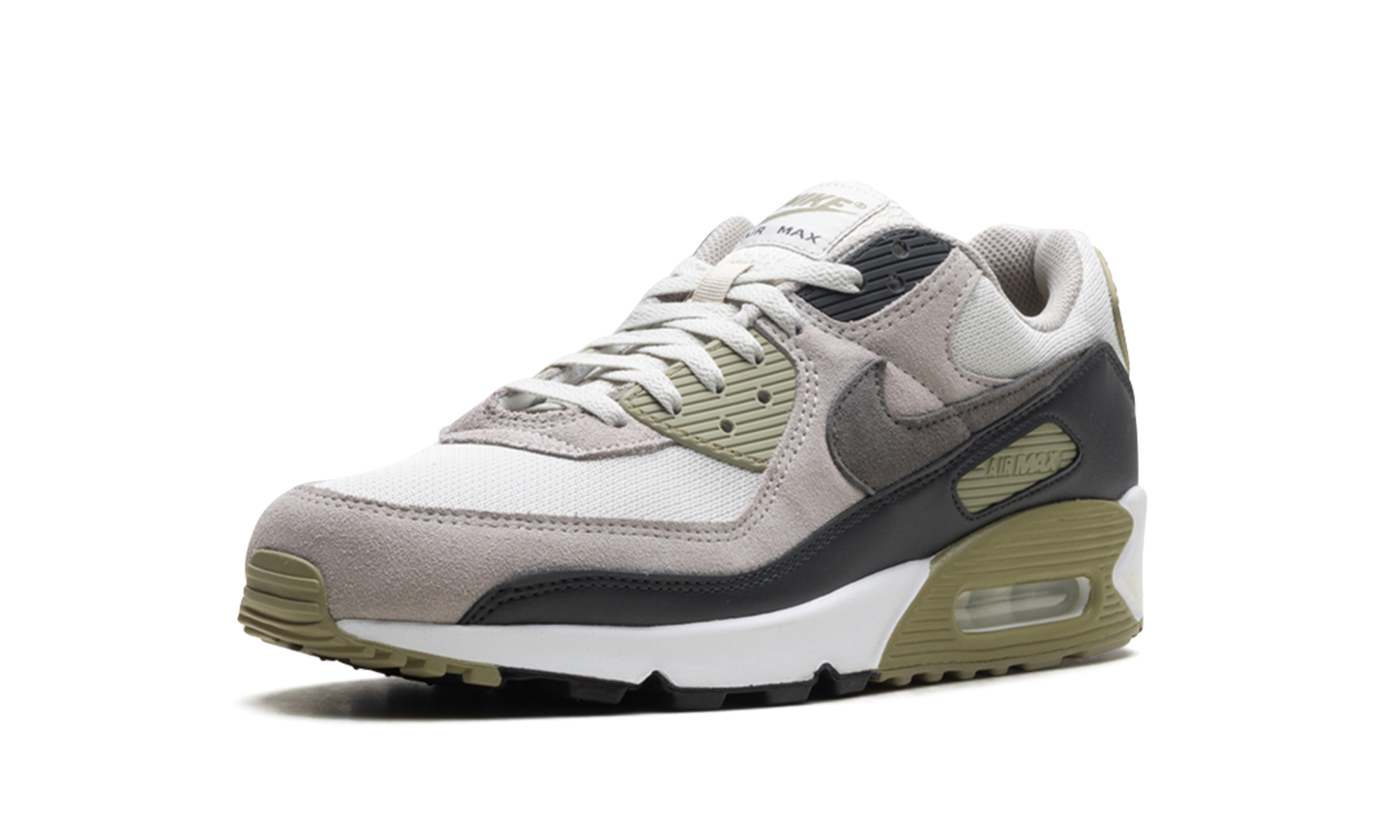 nike air max 90 light bone neutral olive+DM0029-011+left diagnol single view