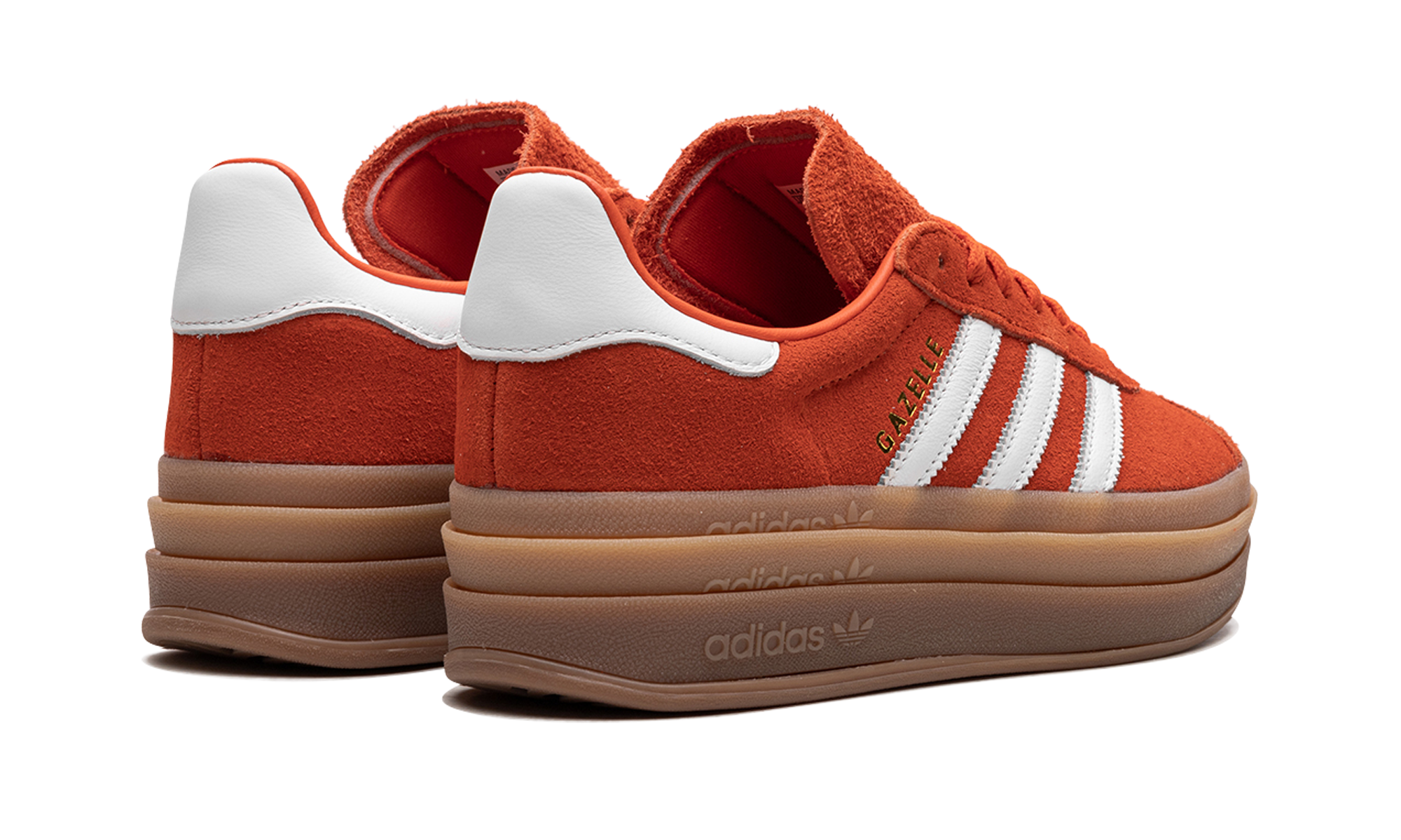 adidas gazelle bold collegiate orange gum women s+IG8672+diagnol right behind view