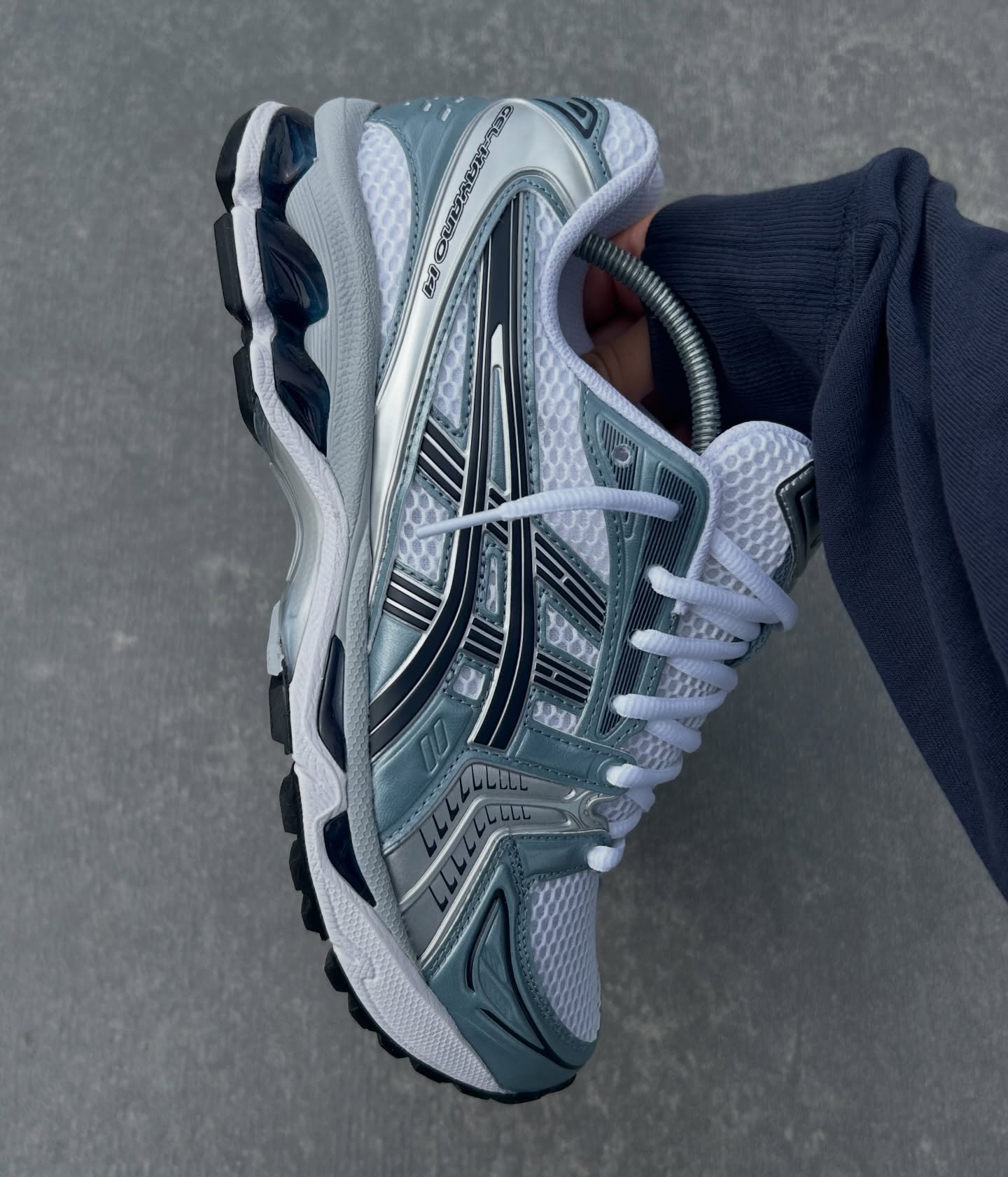 ASICS Gel-Kayano 14 White Fjord Grey, Lifestyle View 2, SKU 1203A537-106