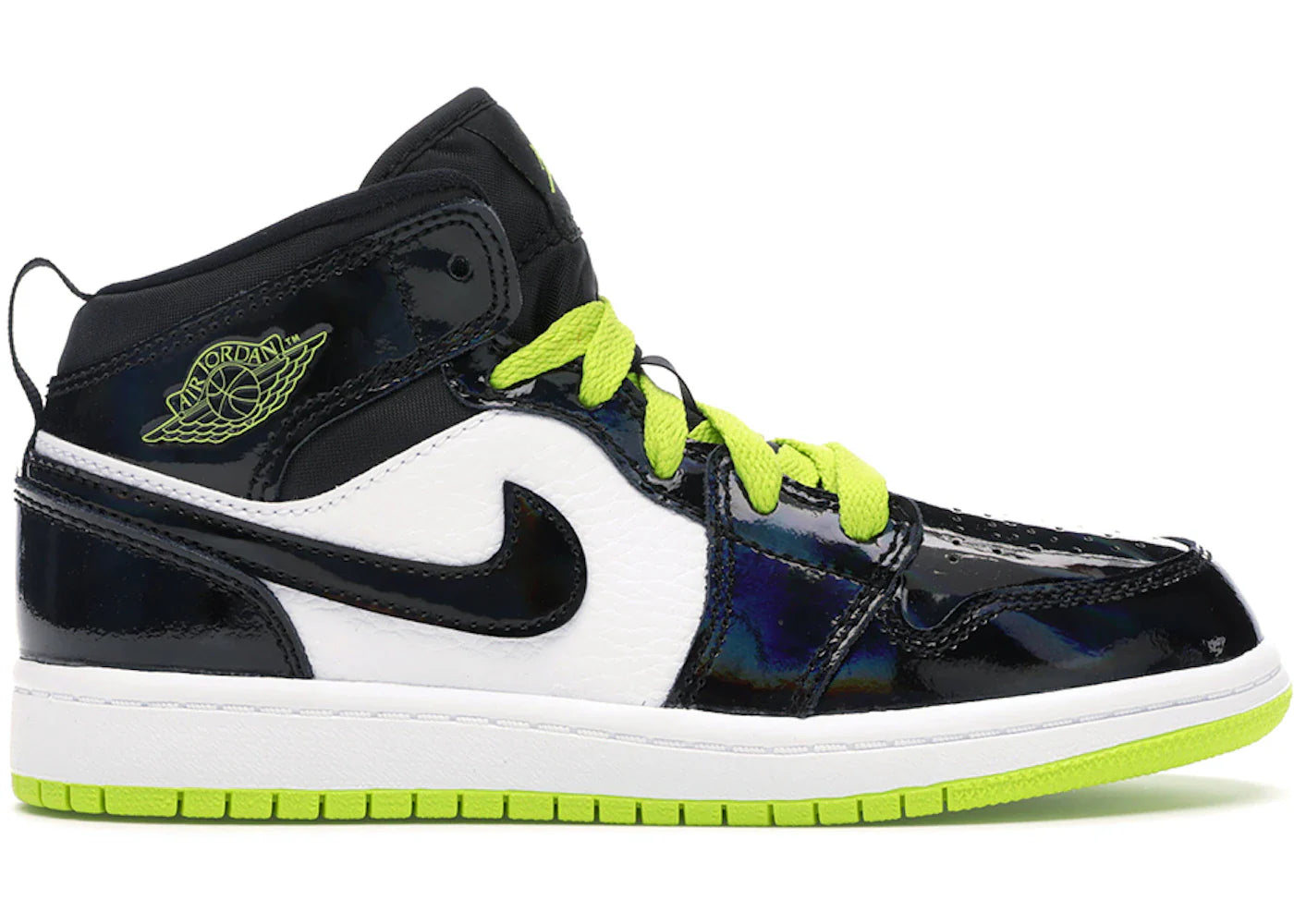 Jordan 1 Mid Black Cyber Mystic Green (PS)