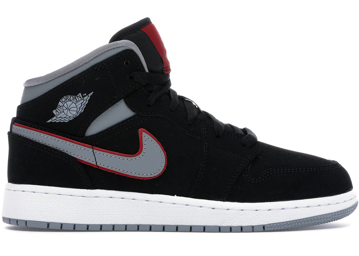 Jordan 1 Mid Black Particle Grey Gym Red (GS)