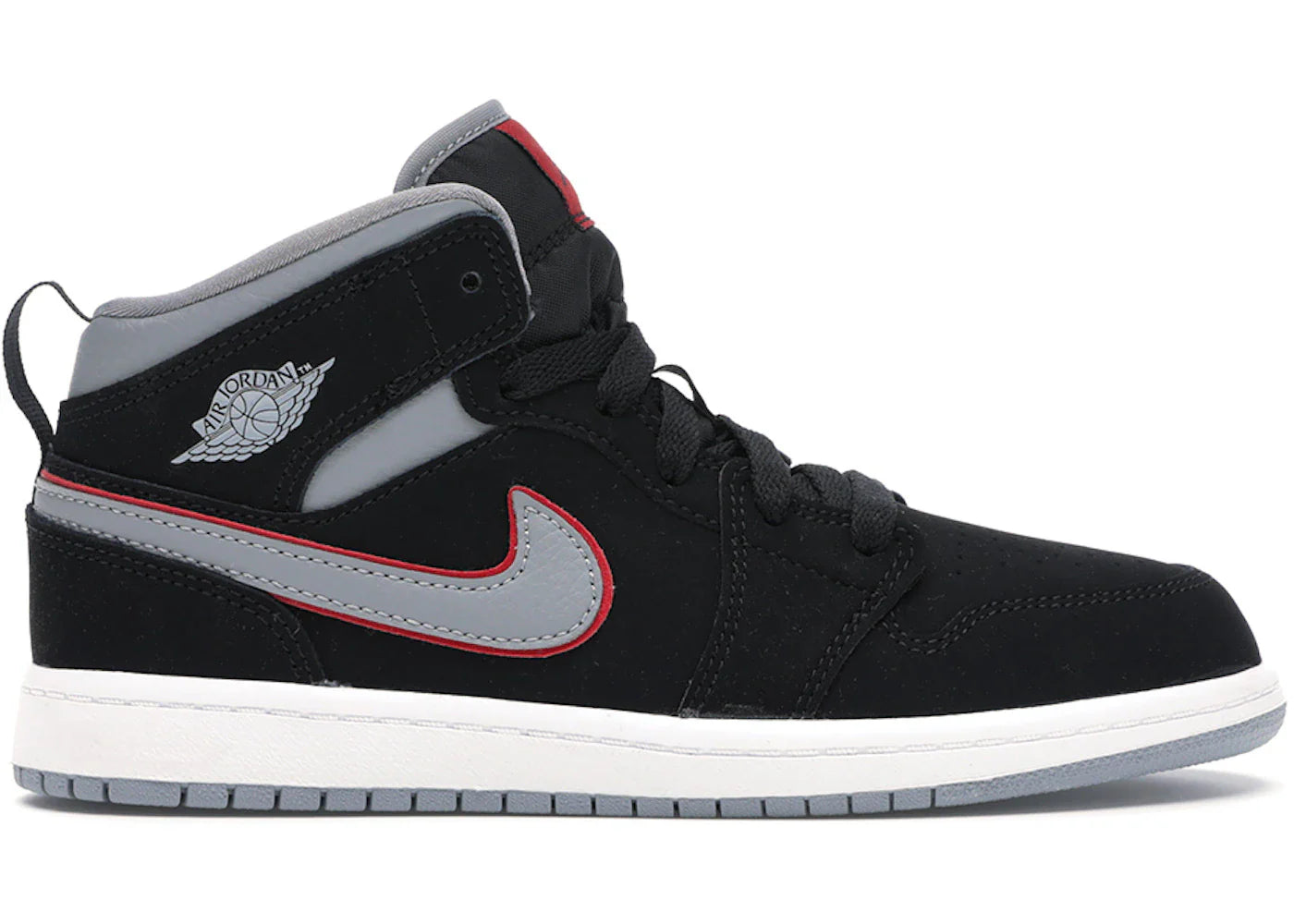 Jordan 1 Mid Black Particle Grey Gym Red (PS)