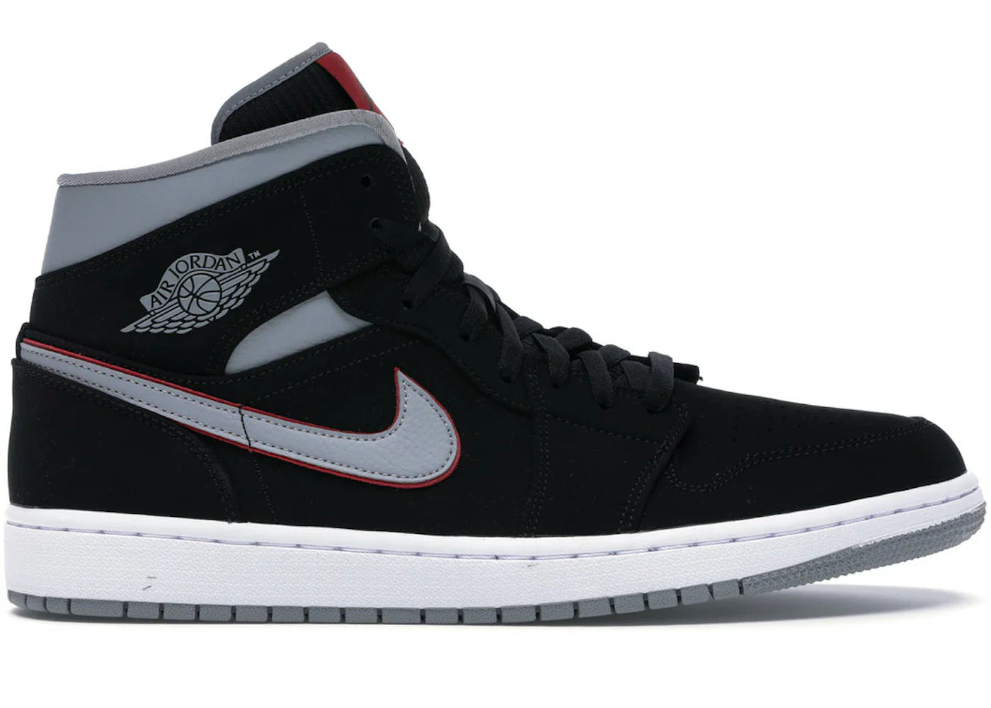 Jordan 1 Mid Black Particle Grey Gym Red