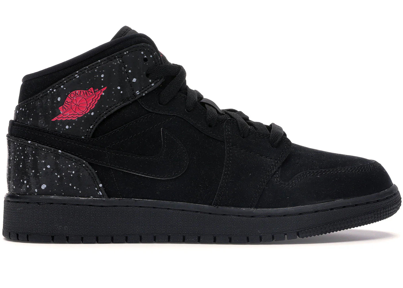 Jordan 1 Mid Black Rush Pink White Splatter (GS)