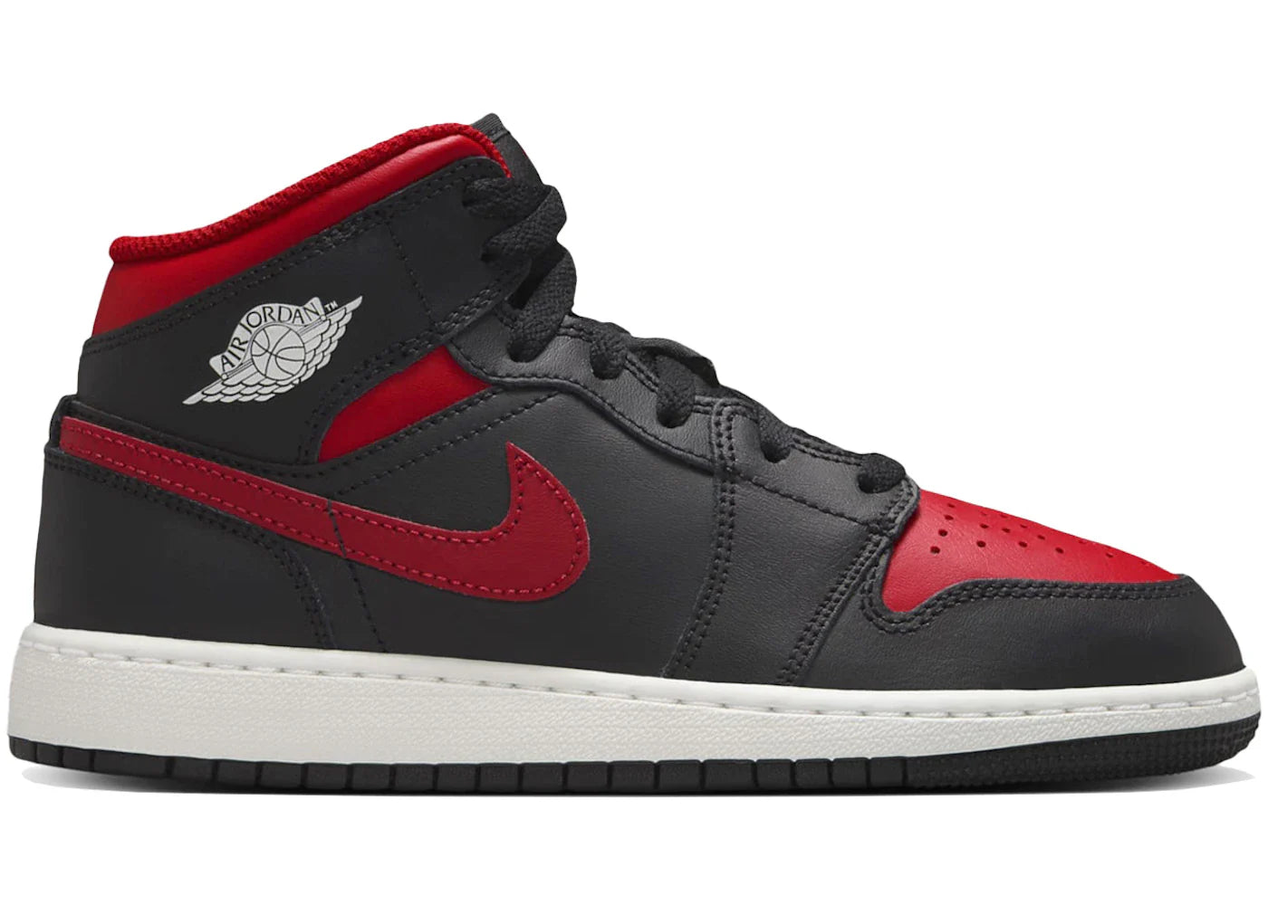Jordan 1 Mid Black Summit White Varsity Red (GS)