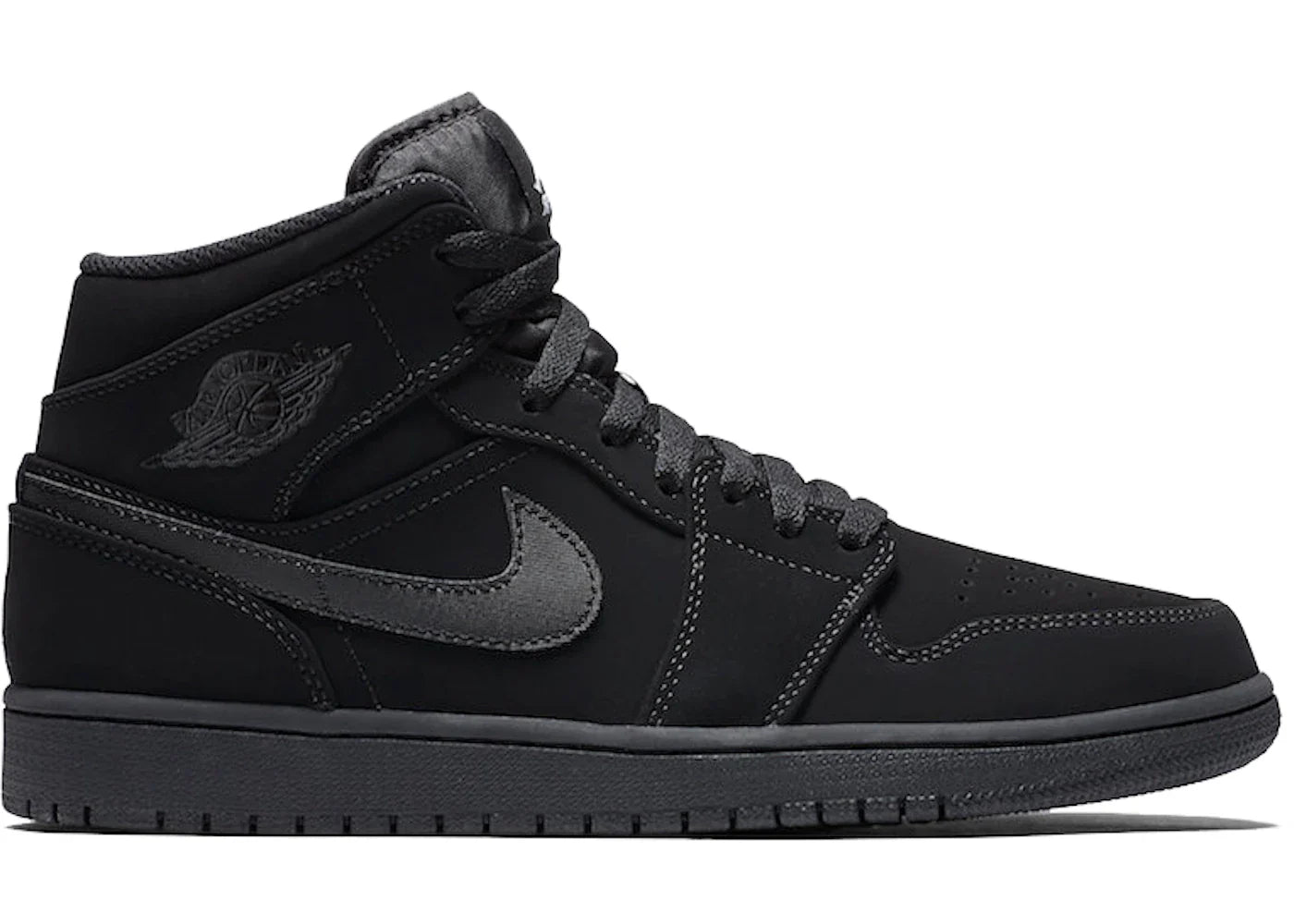 Jordan 1 Mid Black Black White