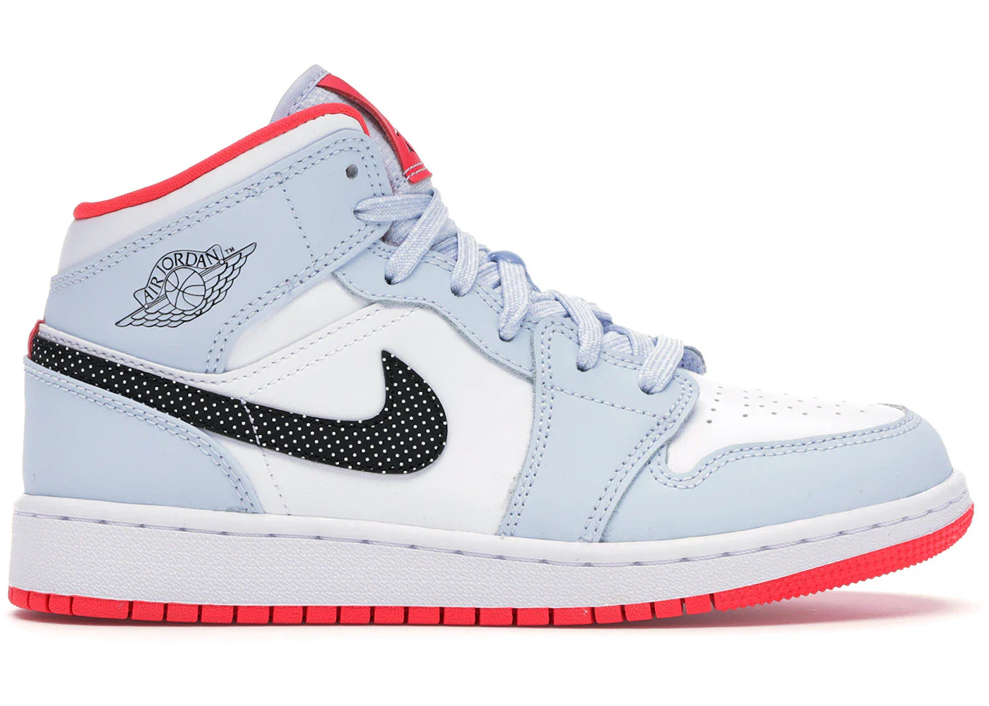 Jordan 1 Mid Half Blue Polka Dot Swoosh (GS)