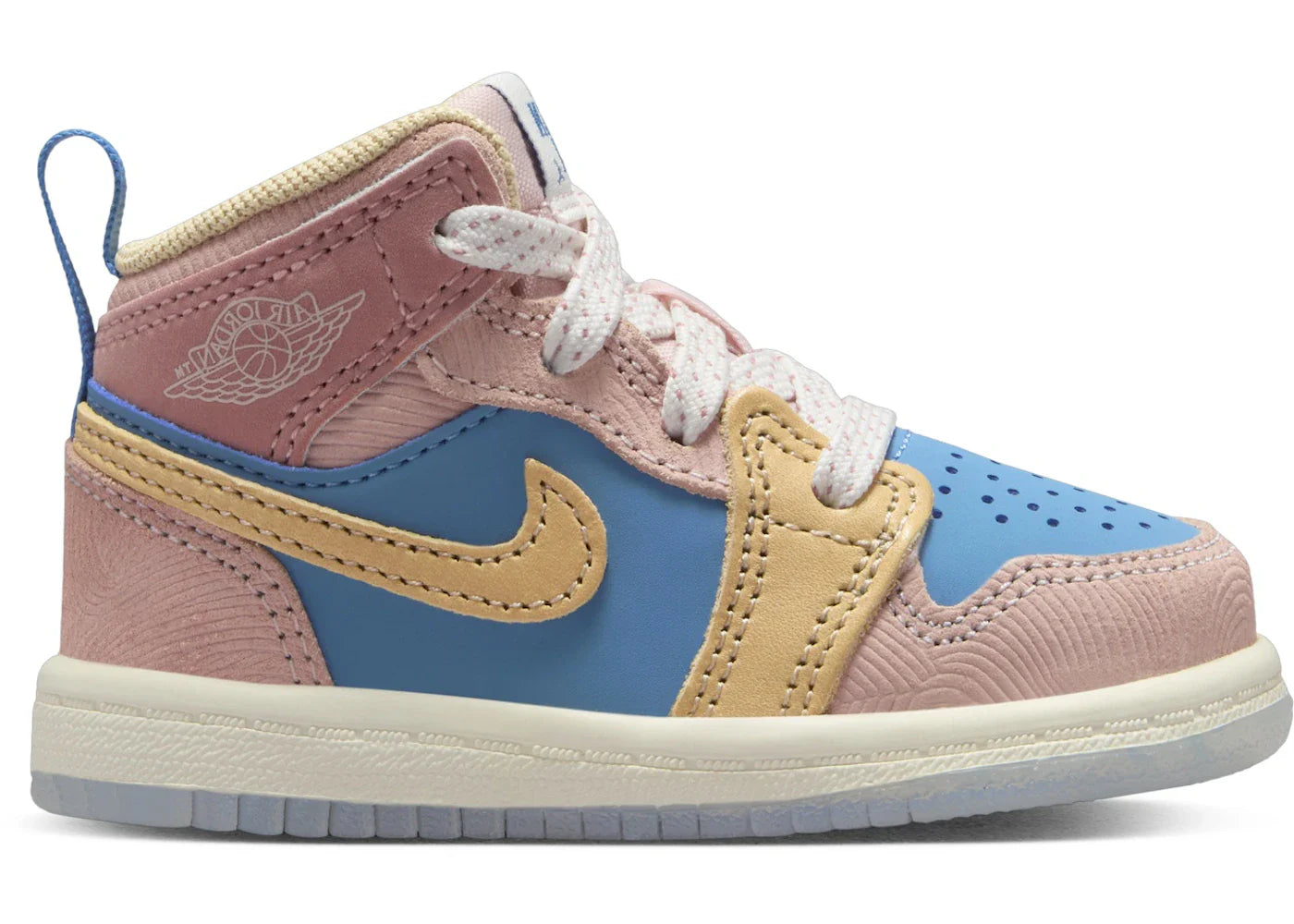 Jordan 1 Mid Sneaker School Aegean Storm Pink Oxford Red Stardust Hemp (TD)