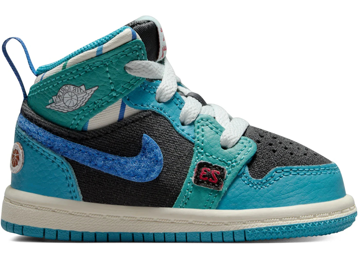 Jordan 1 Mid Sneaker School Anthracite Aquatone New Emerald Glacier Blue (TD)